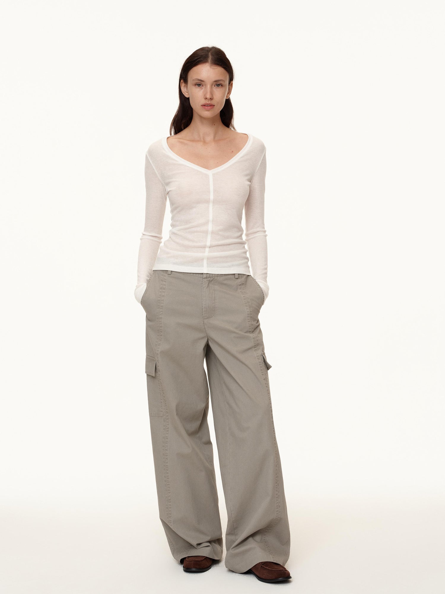 Northbutsouth V-Neck Tencel Wool Stretch Long Sleeve Base Layer