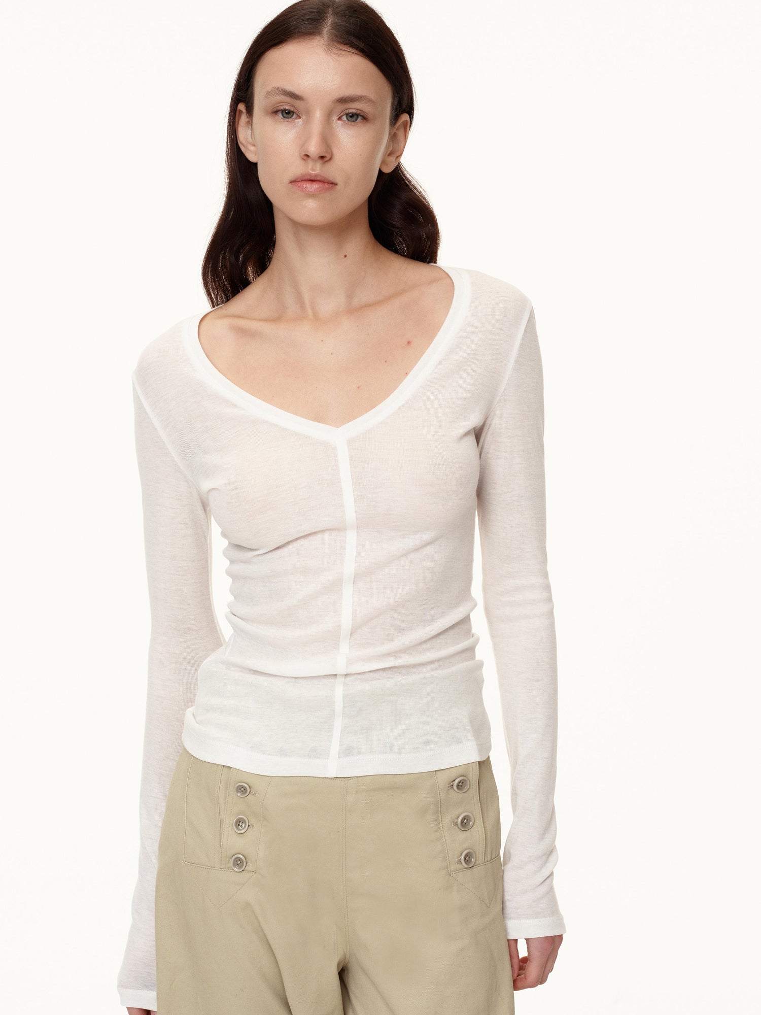 Northbutsouth V-Neck Tencel Wool Stretch Long Sleeve Base Layer