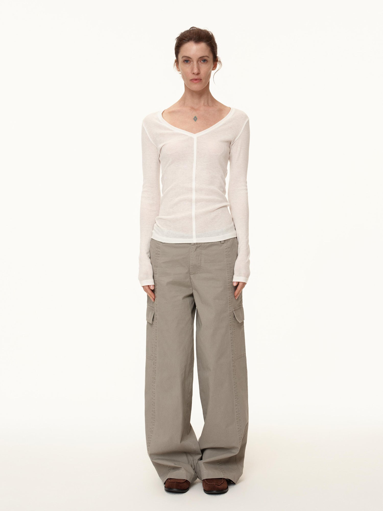 Northbutsouth V-Neck Tencel Wool Stretch Long Sleeve Base Layer