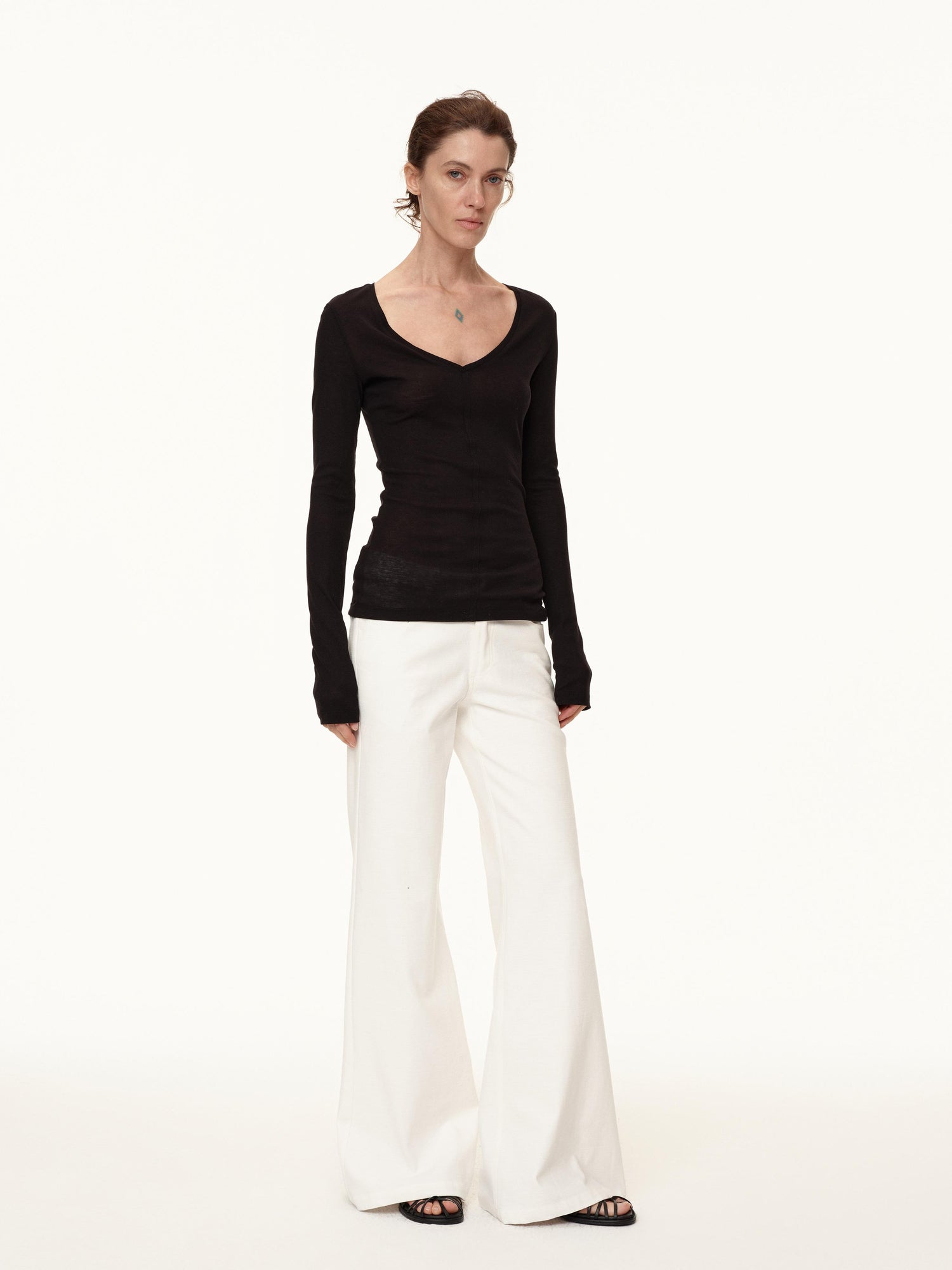 Northbutsouth V-Neck Tencel Wool Stretch Long Sleeve Base Layer