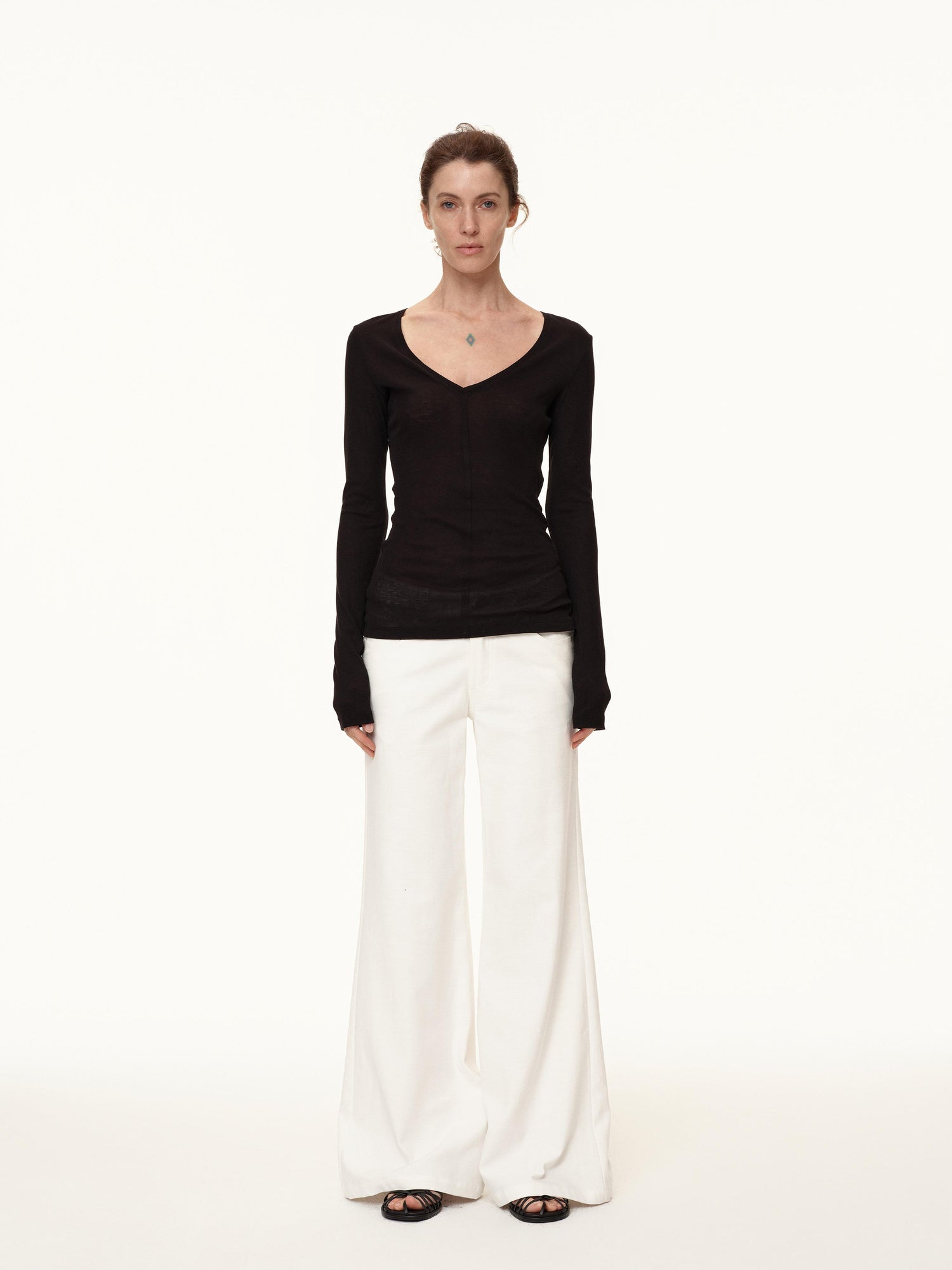 Northbutsouth V-Neck Tencel Wool Stretch Long Sleeve Base Layer