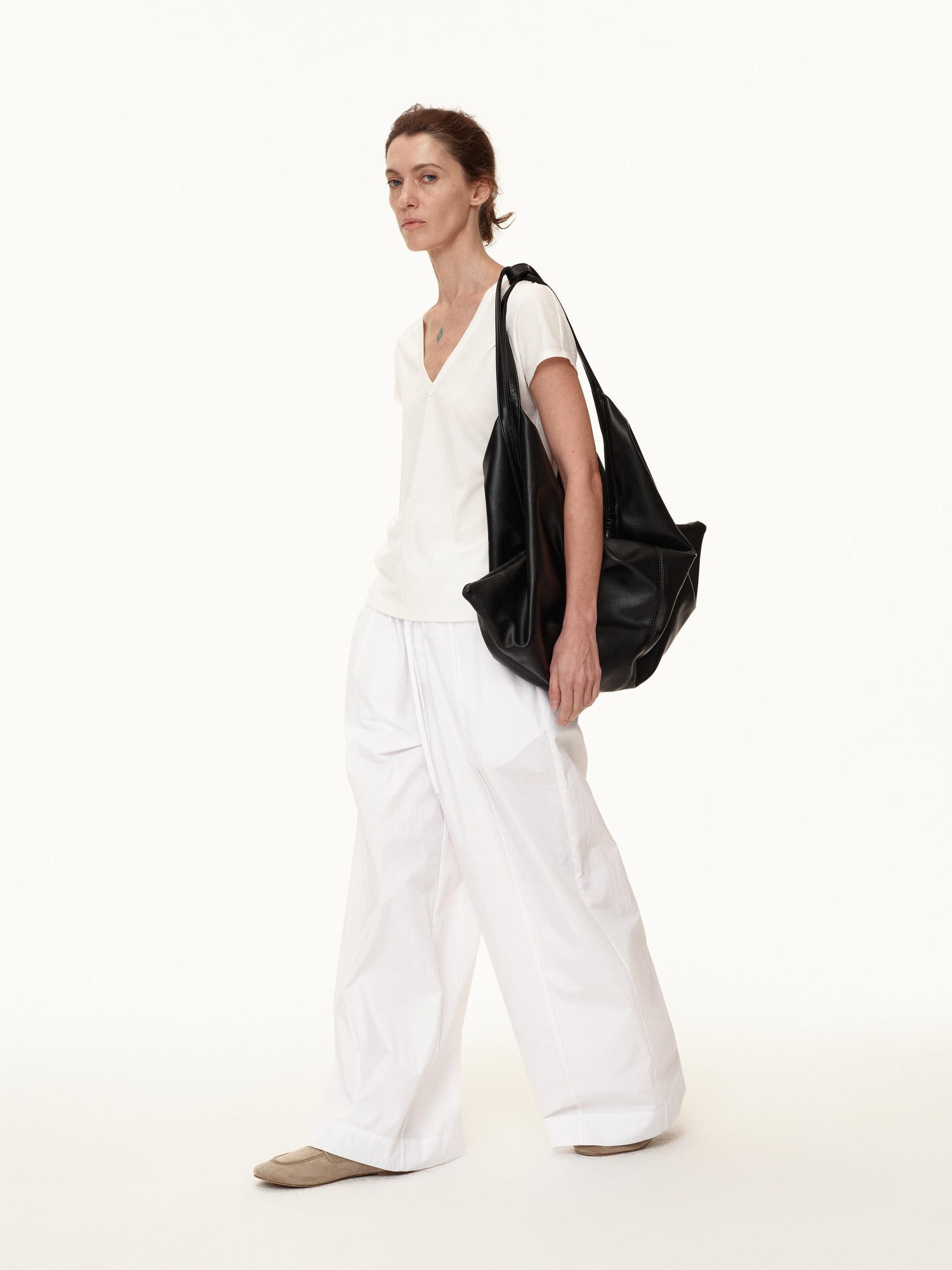 Northbutsouth V-Neck Wool Blend Flutter Sleeve T-Shirt