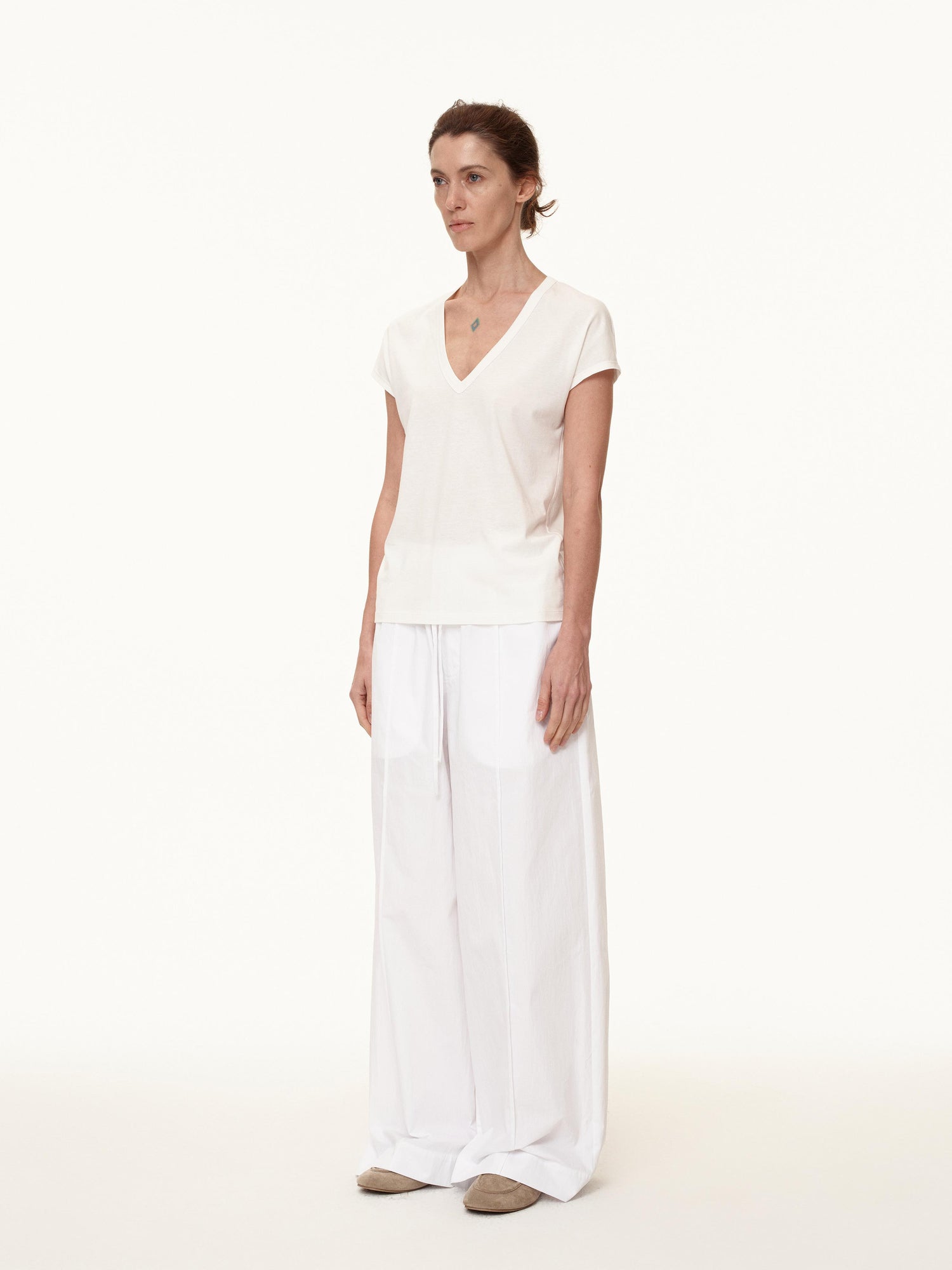 Northbutsouth V-Neck Wool Blend Flutter Sleeve T-Shirt