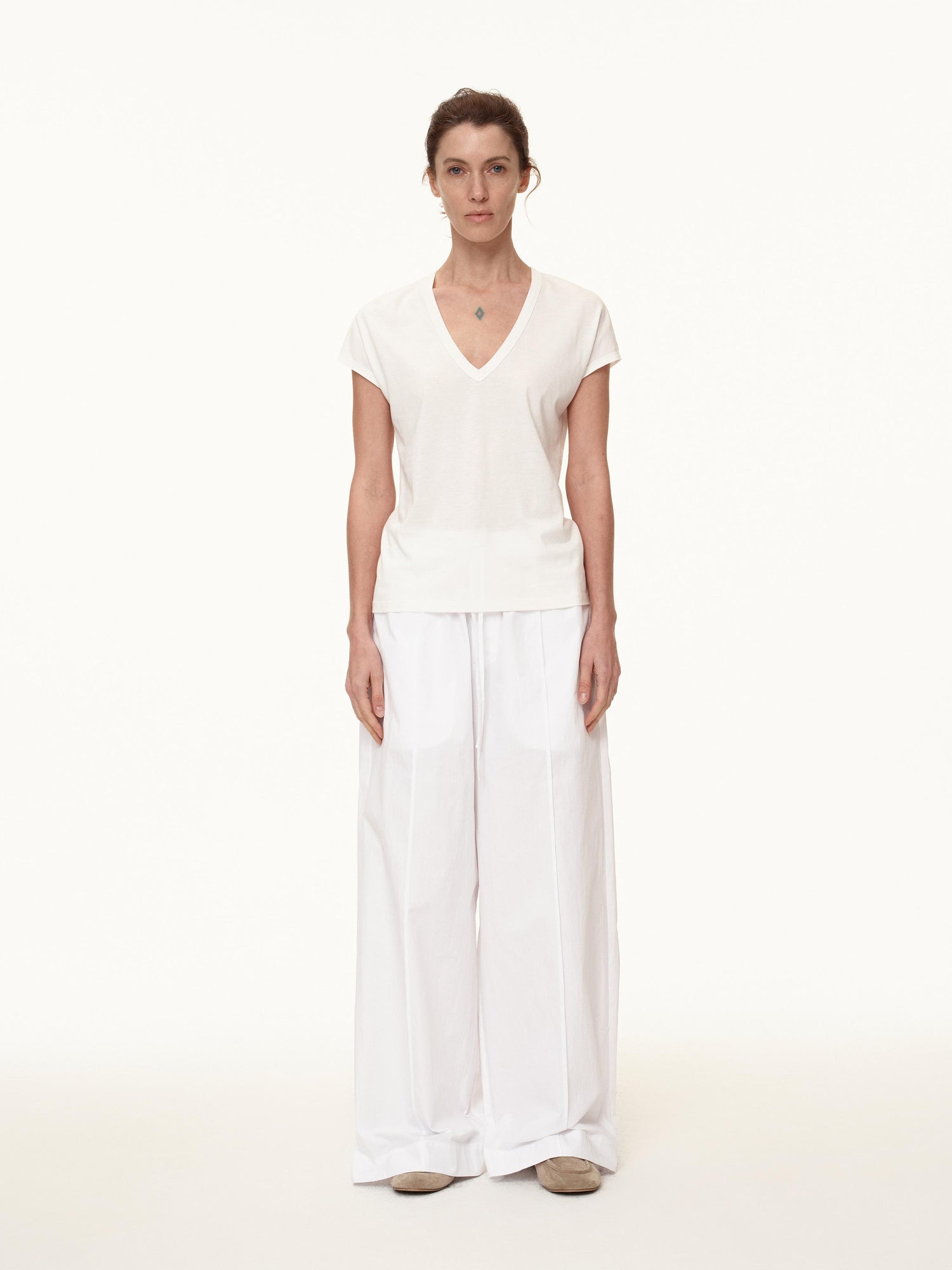 Northbutsouth V-Neck Wool Blend Flutter Sleeve T-Shirt