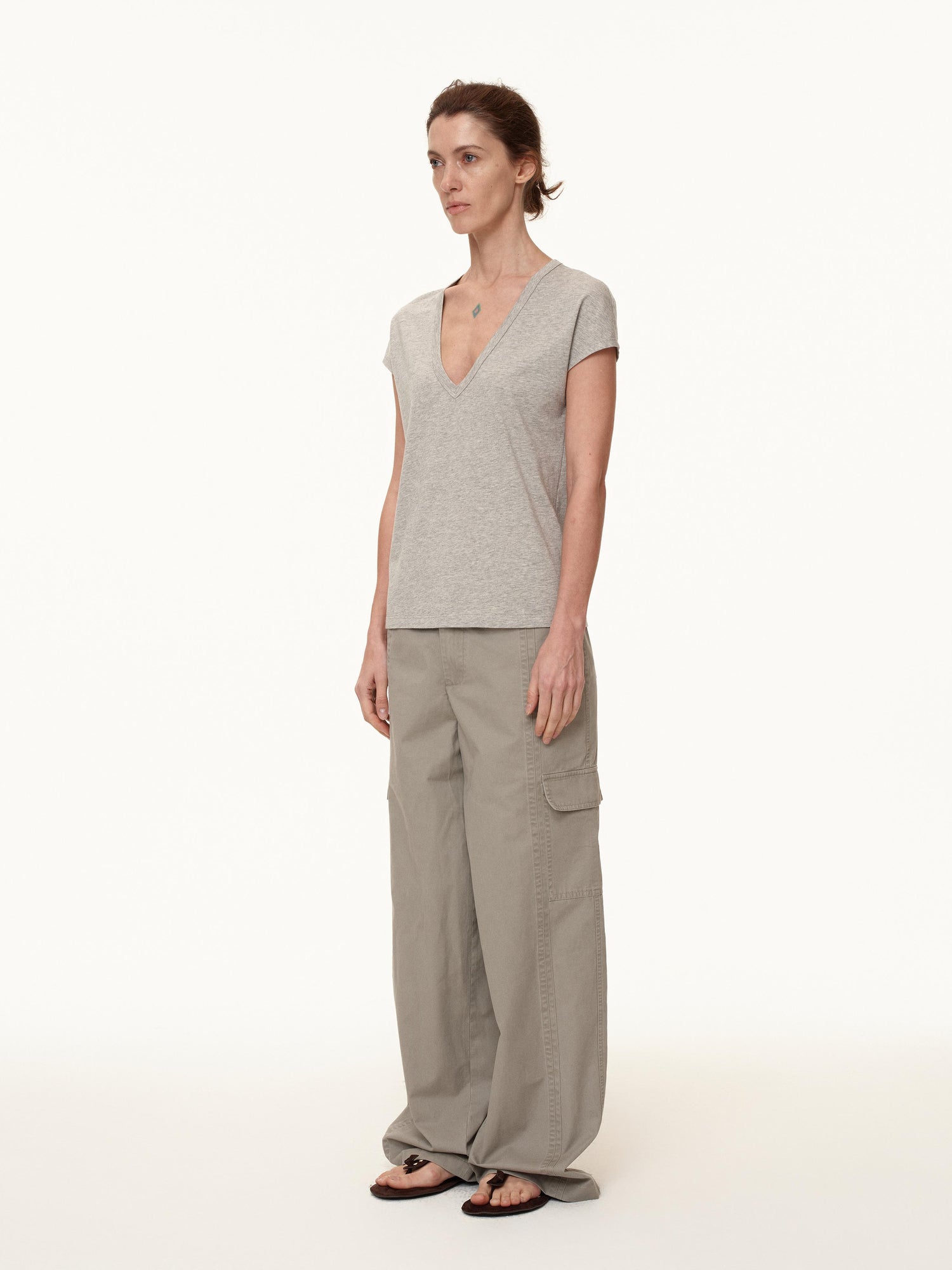 Northbutsouth V-Neck Wool Blend Flutter Sleeve T-Shirt