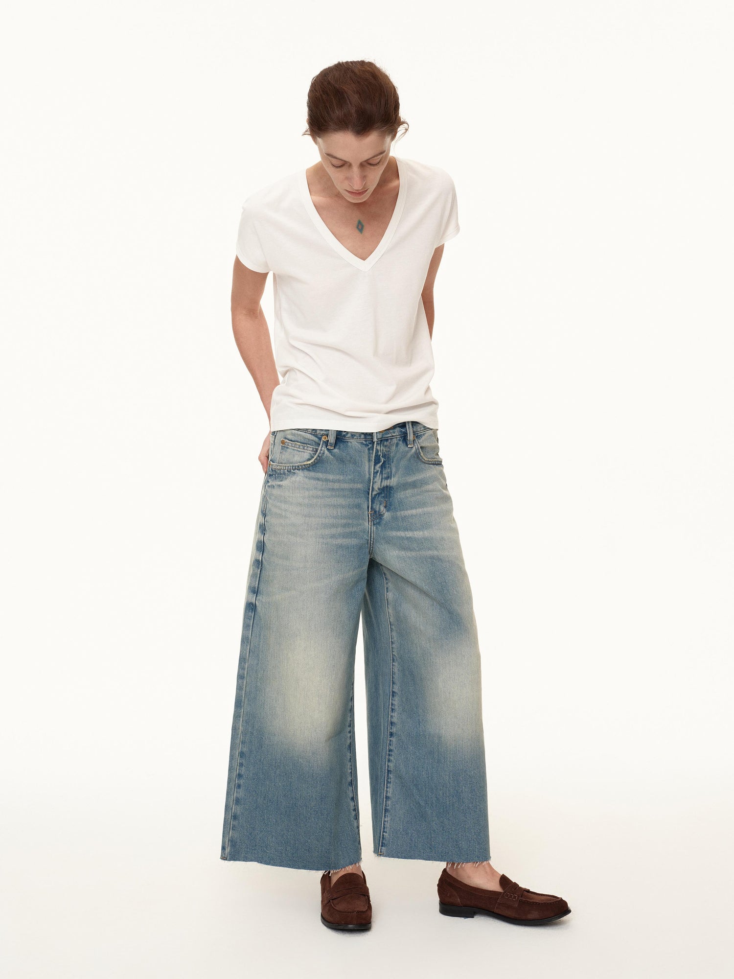 Northbutsouth V-Neck Wool Blend Flutter Sleeve T-Shirt