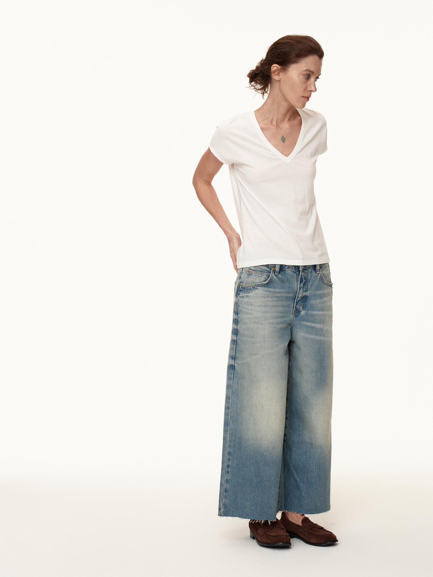 Northbutsouth V-Neck Wool Blend Flutter Sleeve T-Shirt