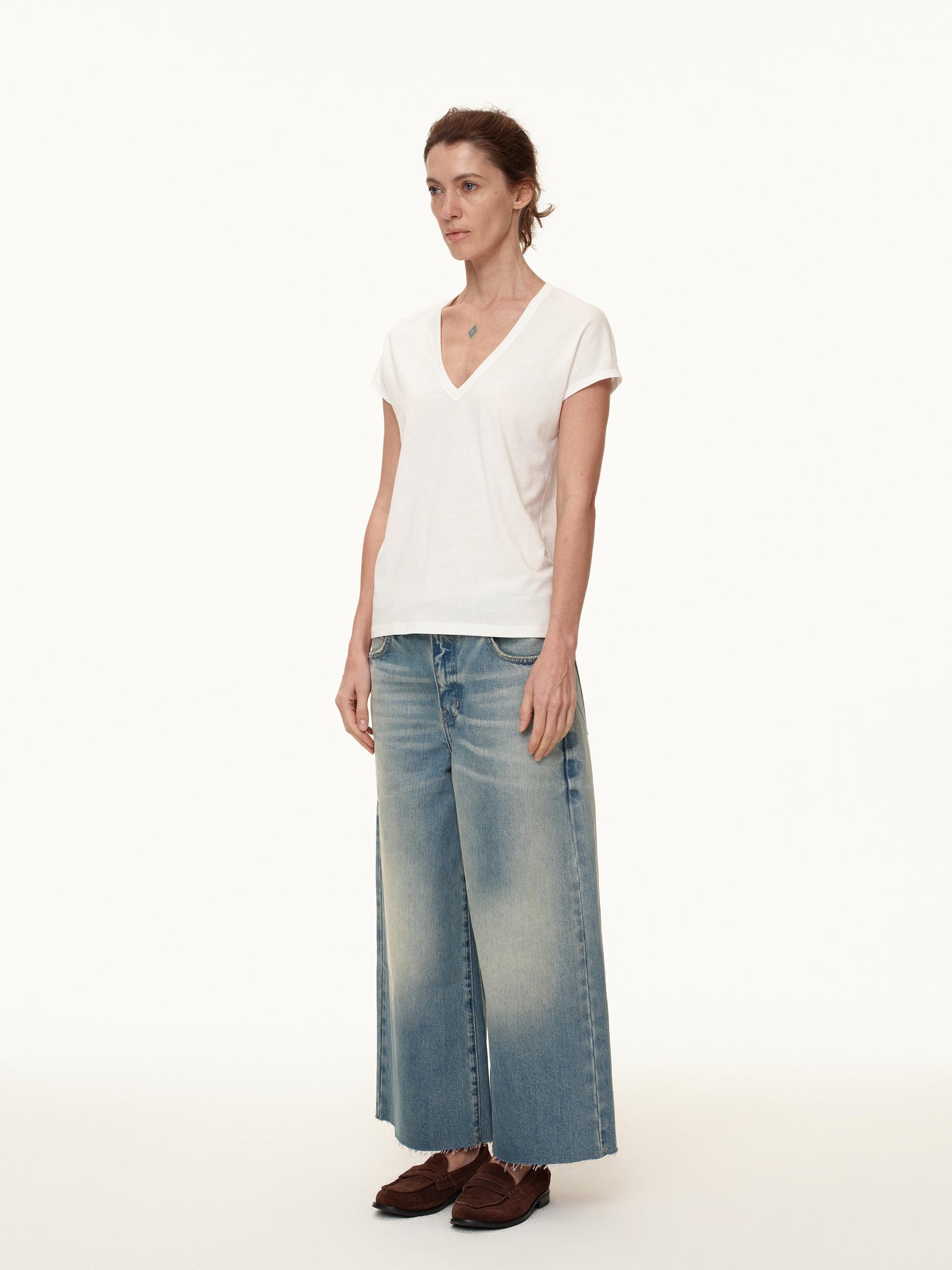 Northbutsouth V-Neck Wool Blend Flutter Sleeve T-Shirt