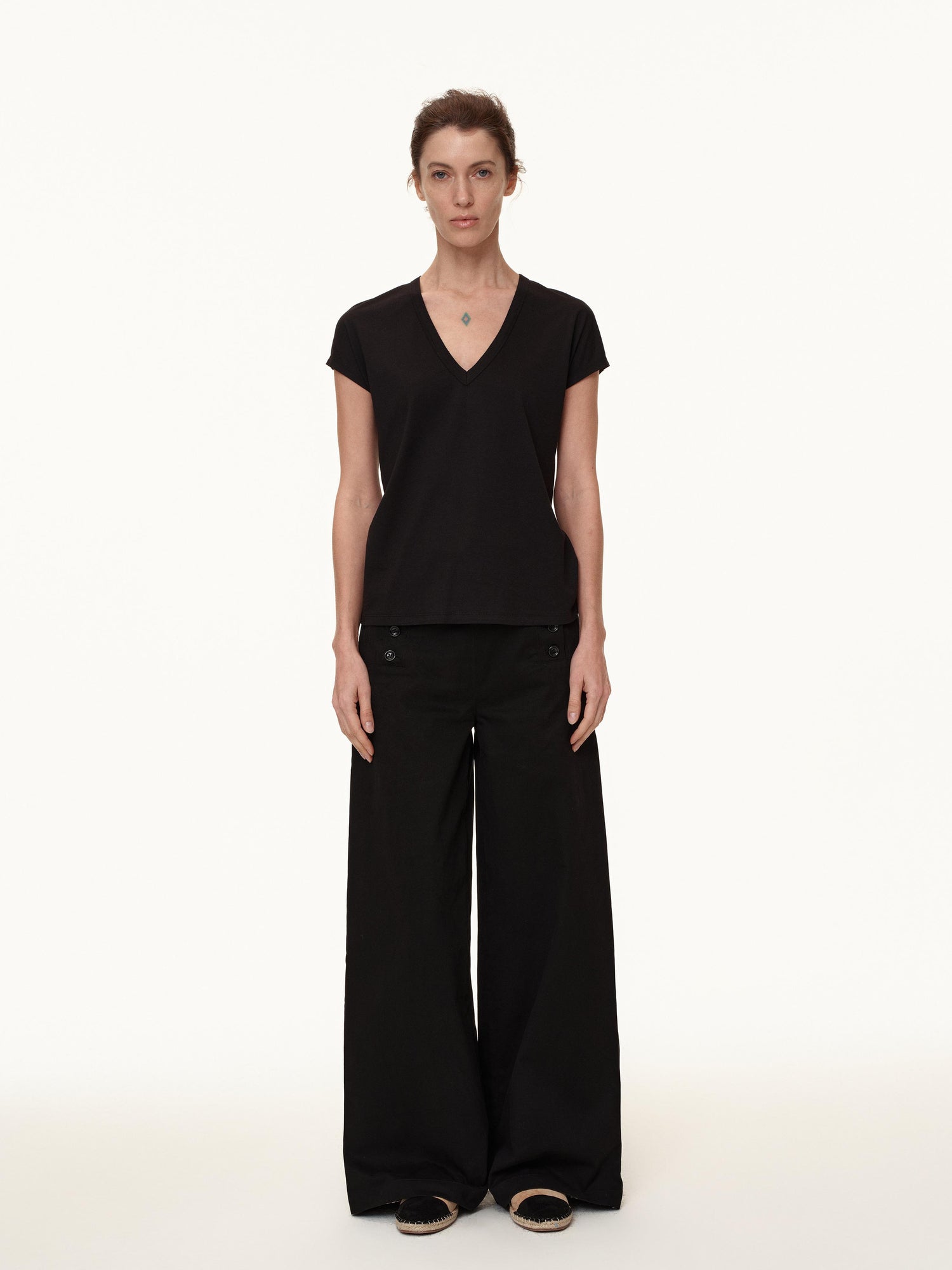 Northbutsouth V-Neck Wool Blend Flutter Sleeve T-Shirt