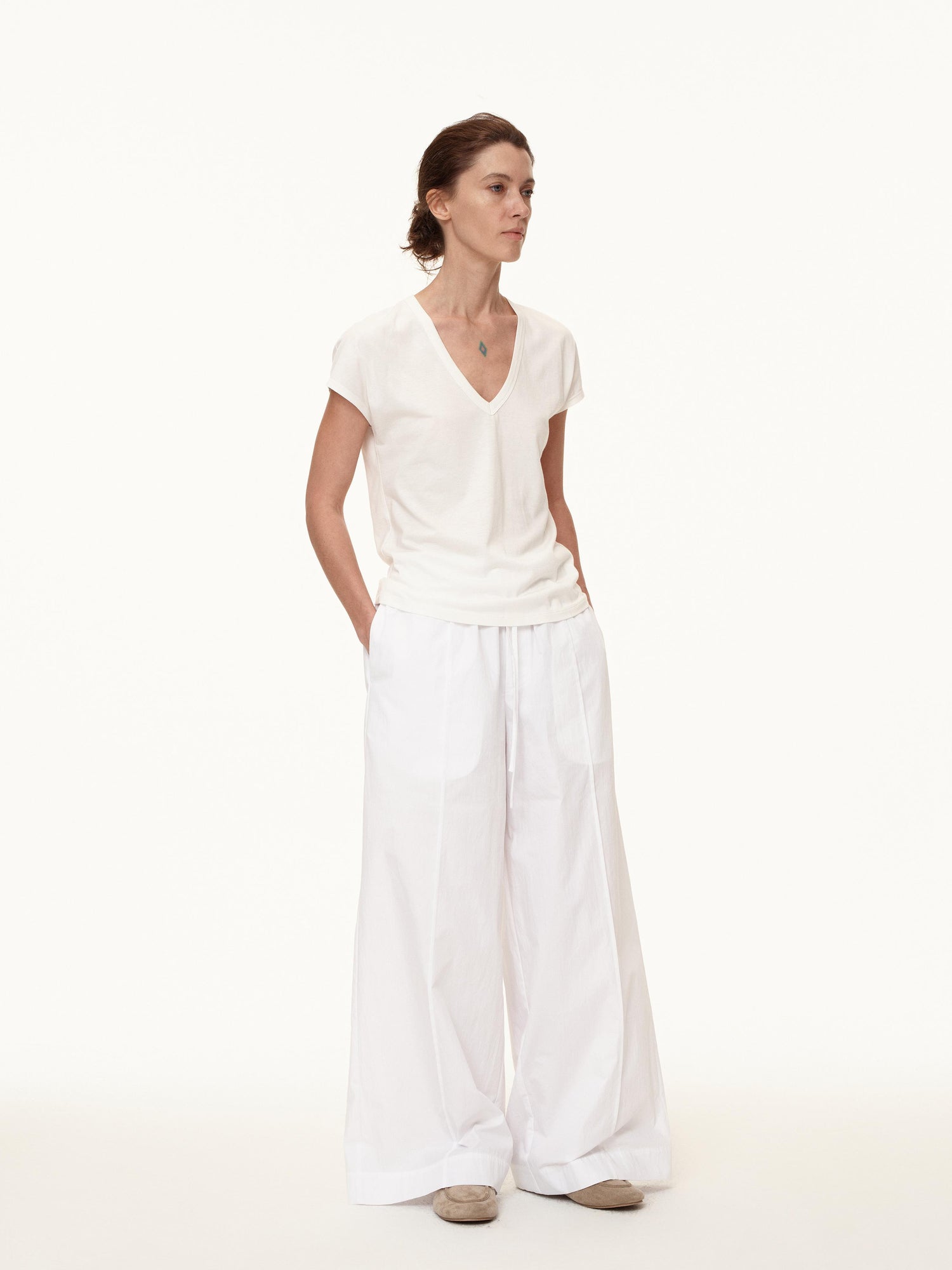 Northbutsouth V-Neck Wool Blend Flutter Sleeve T-Shirt