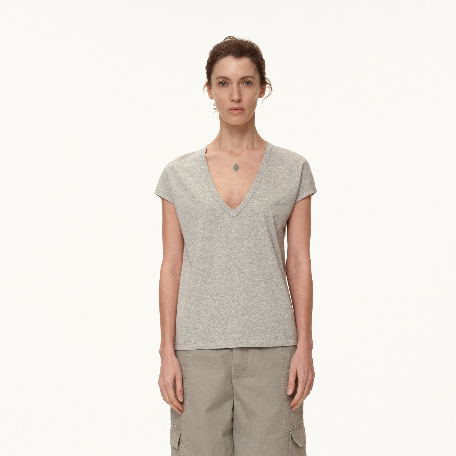 Northbutsouth V-Neck Wool Blend Flutter Sleeve T-Shirt MISSTT