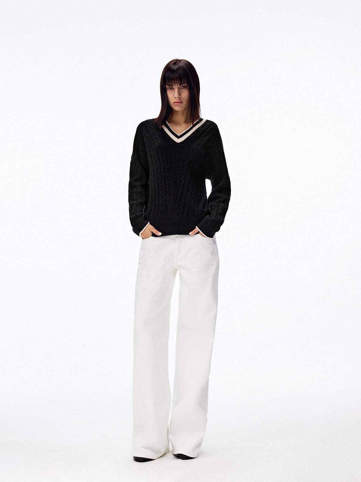 Northbutsouth V-neck Colorblock Loose Women&