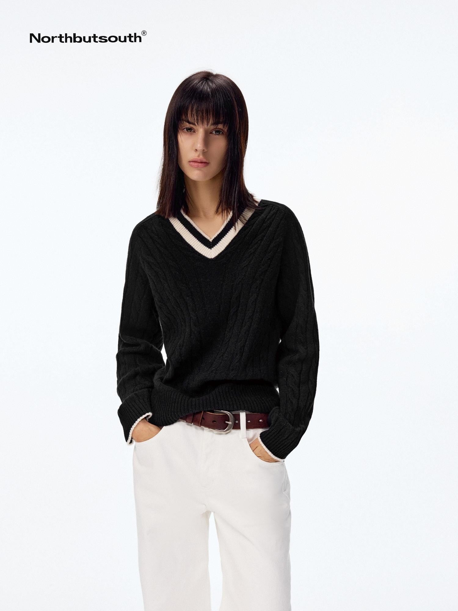Northbutsouth V-neck Colorblock Loose Women&