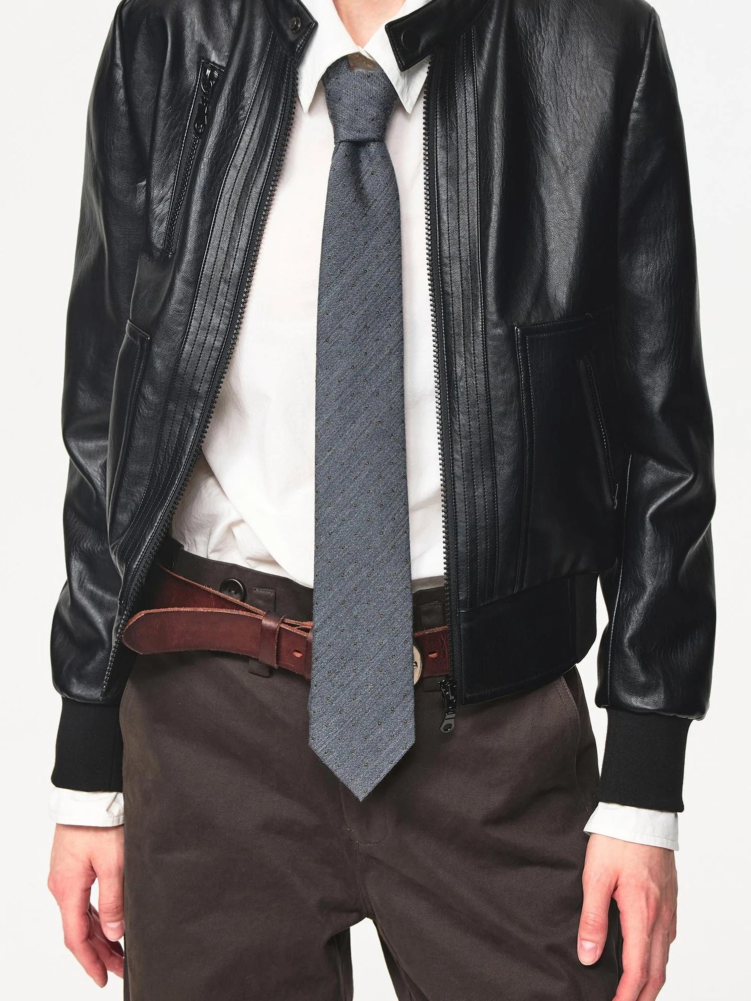 Vintage Black Cropped PU Leather Jacket With Waist Detail