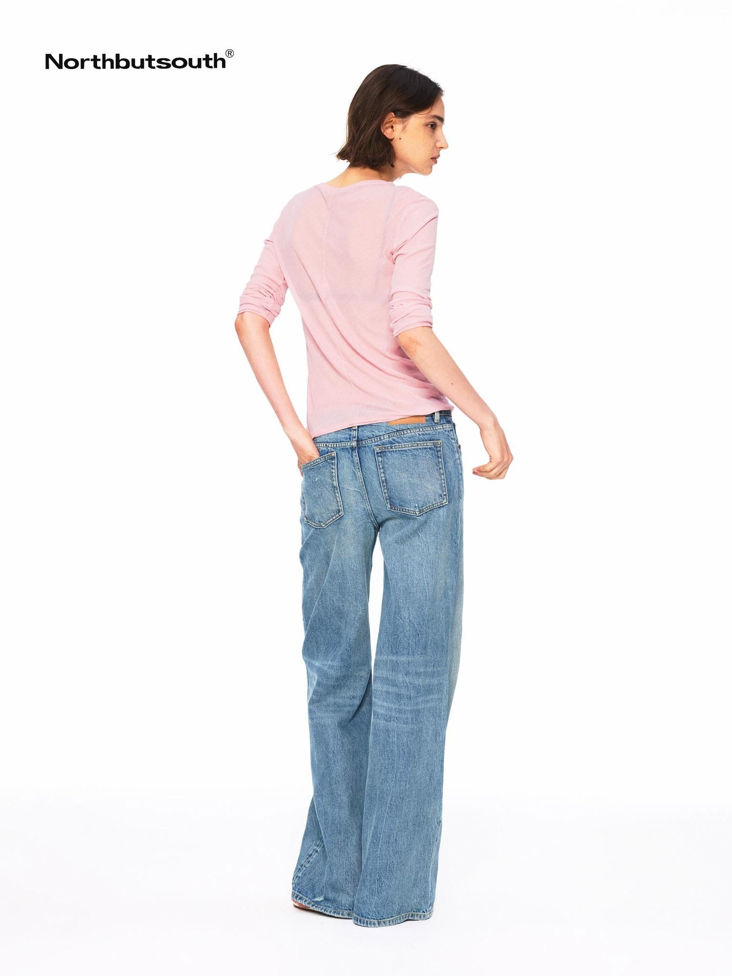 Northbutsouth Vintage Low Rise Slub Ripped Distressed Women&