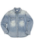 Vintage Washed Denim Shirt Jacket Lightweight Loose Fit