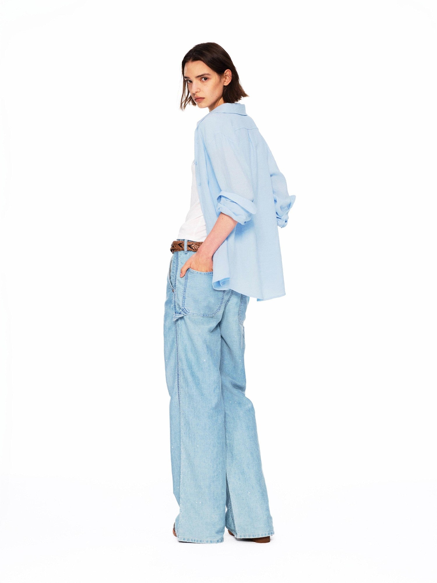 Northbutsouth Vintage Washed Paint Splatter Slub Texture Women&