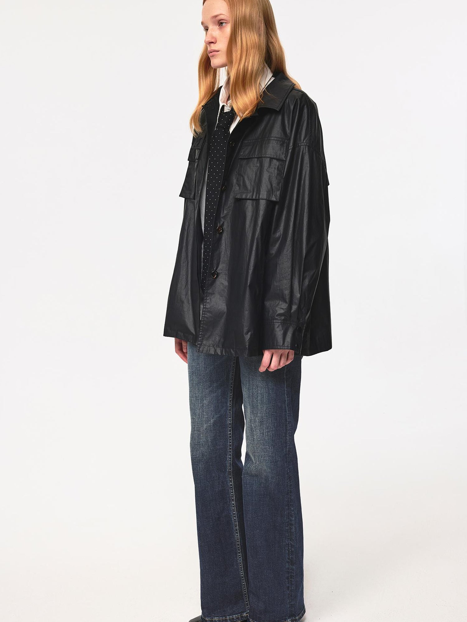 Northbutsouth Vintage Waxed Cotton Multi Pocket Stand Collar Trench Coat