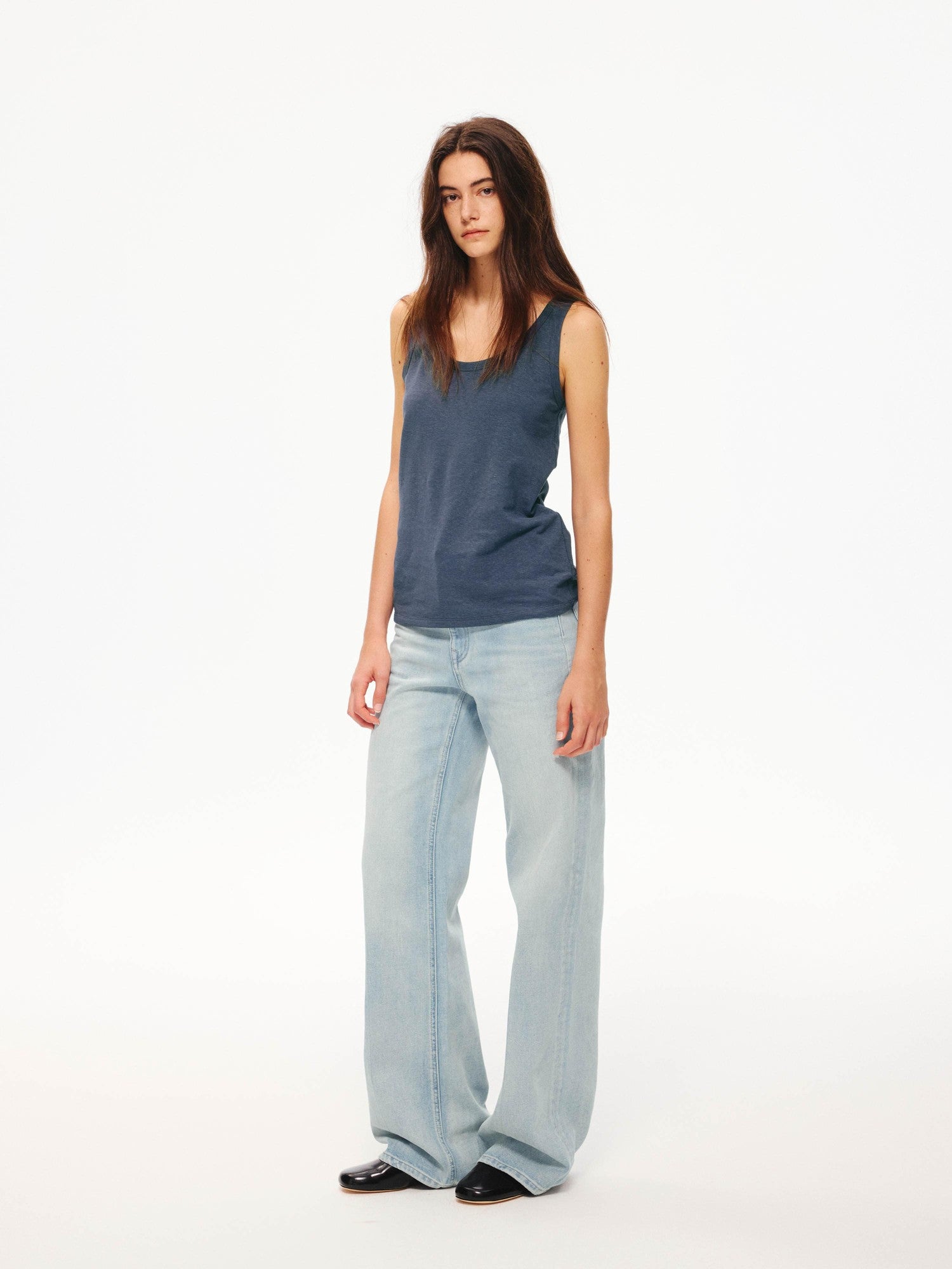 Northbutsouth Washed Blue Pleated Mid Low Rise Women&