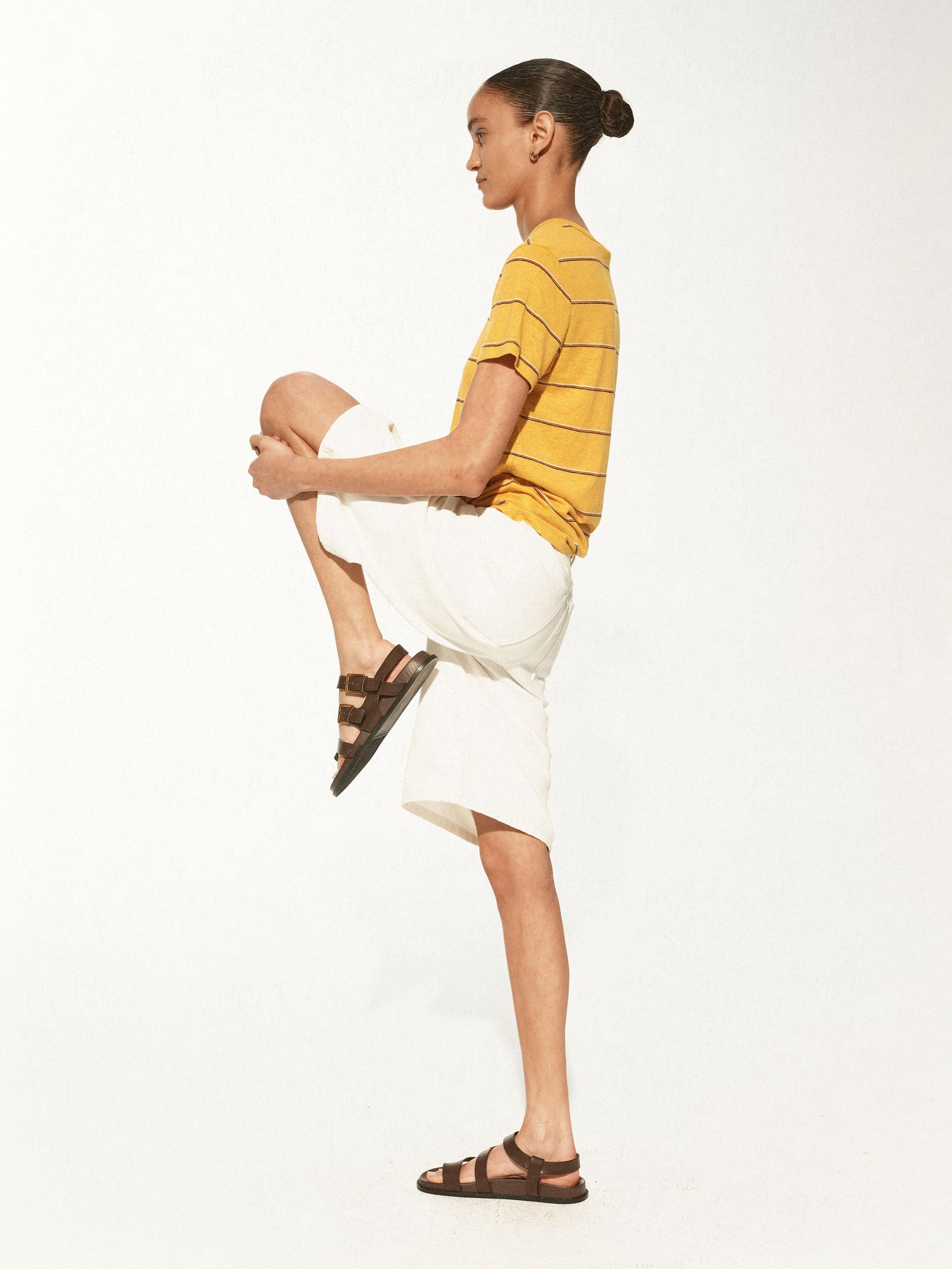 Northbutsouth White Denim Shorts Relaxed Fit Casual Stretch Five Pocket Mid Thigh