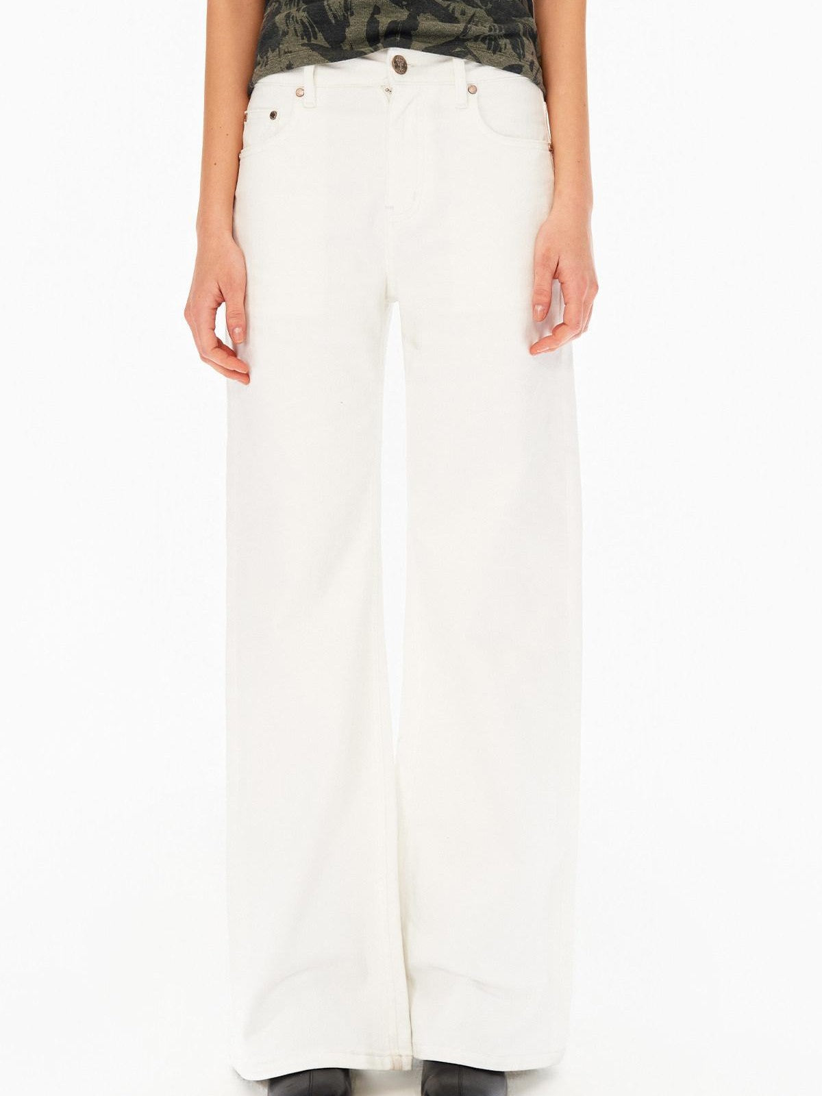 Northbutsouth White Mid High Waist Micro Flare Stretch Women&