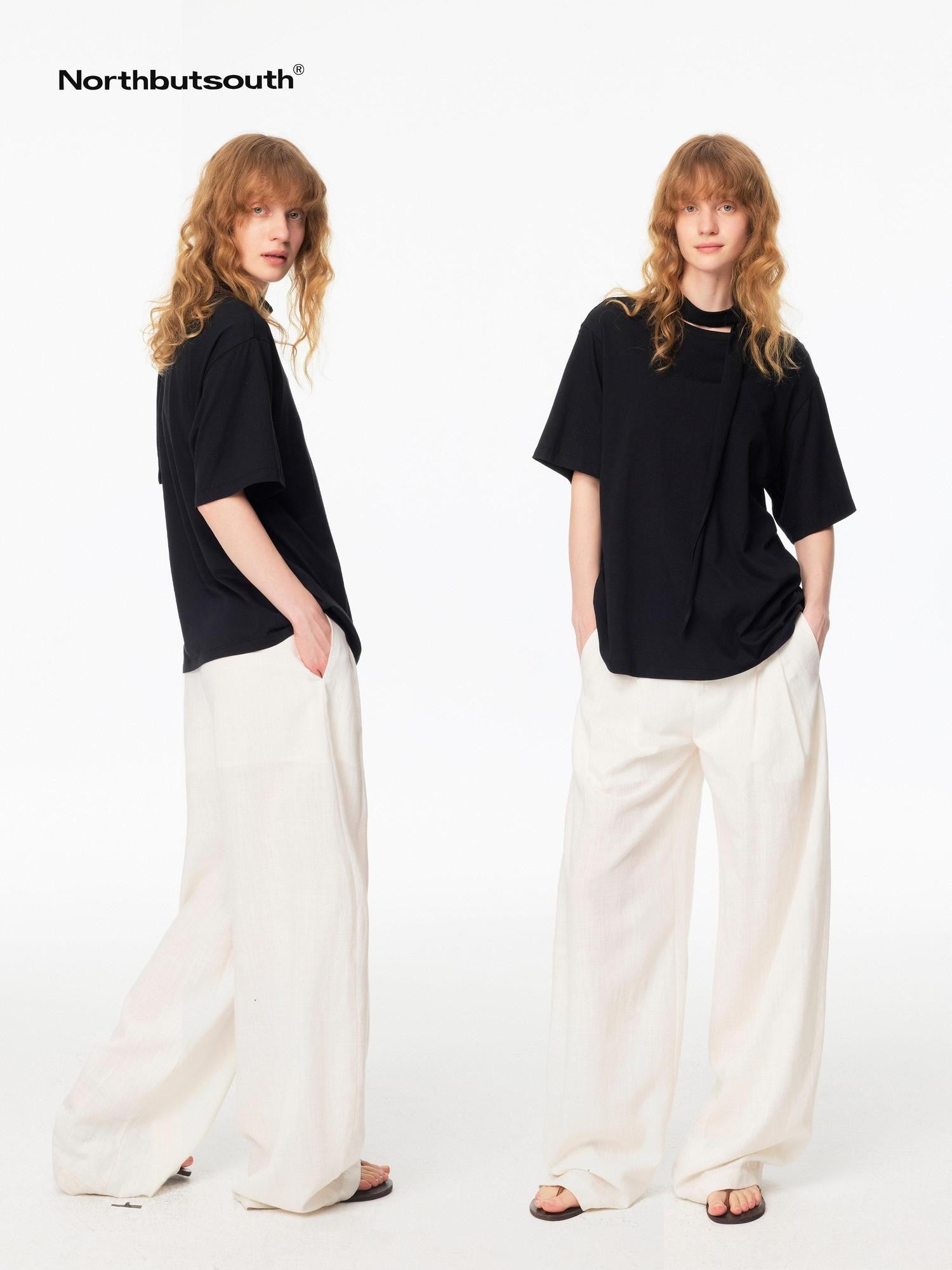 Northbutsouth White Textured Cocoon Mid Low Waist Women&