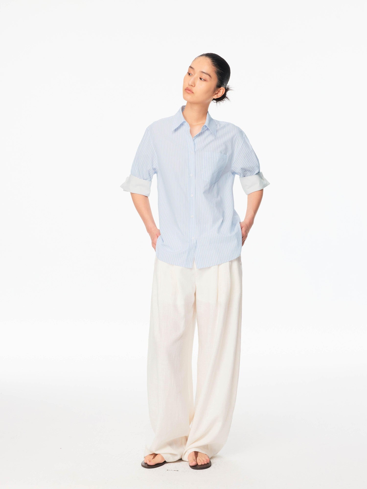 Northbutsouth White Textured Cocoon Mid Low Waist Women&