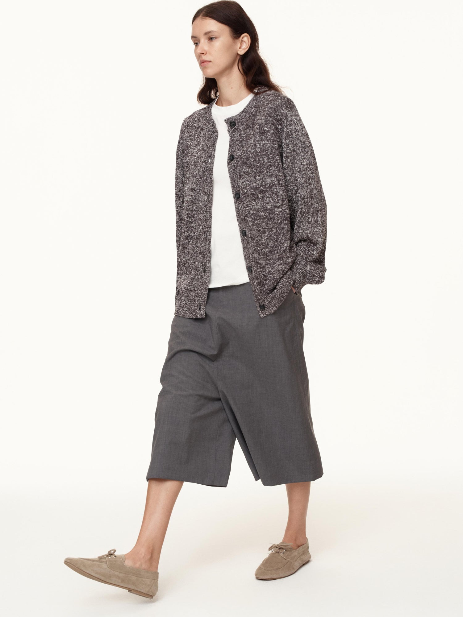 Northbutsouth Wool Blend Wide Leg Cropped Trousers