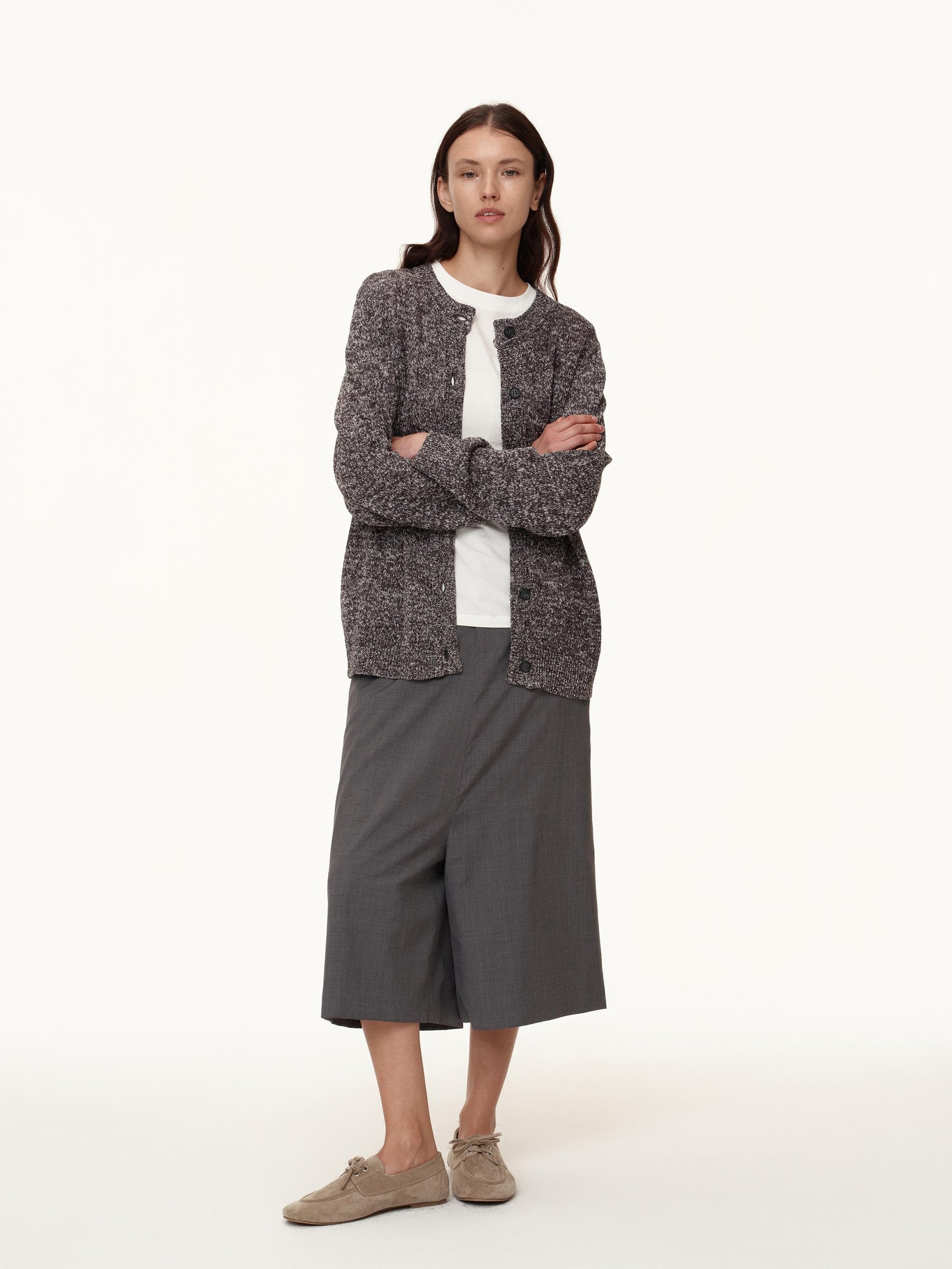 Northbutsouth Wool Blend Wide Leg Cropped Trousers