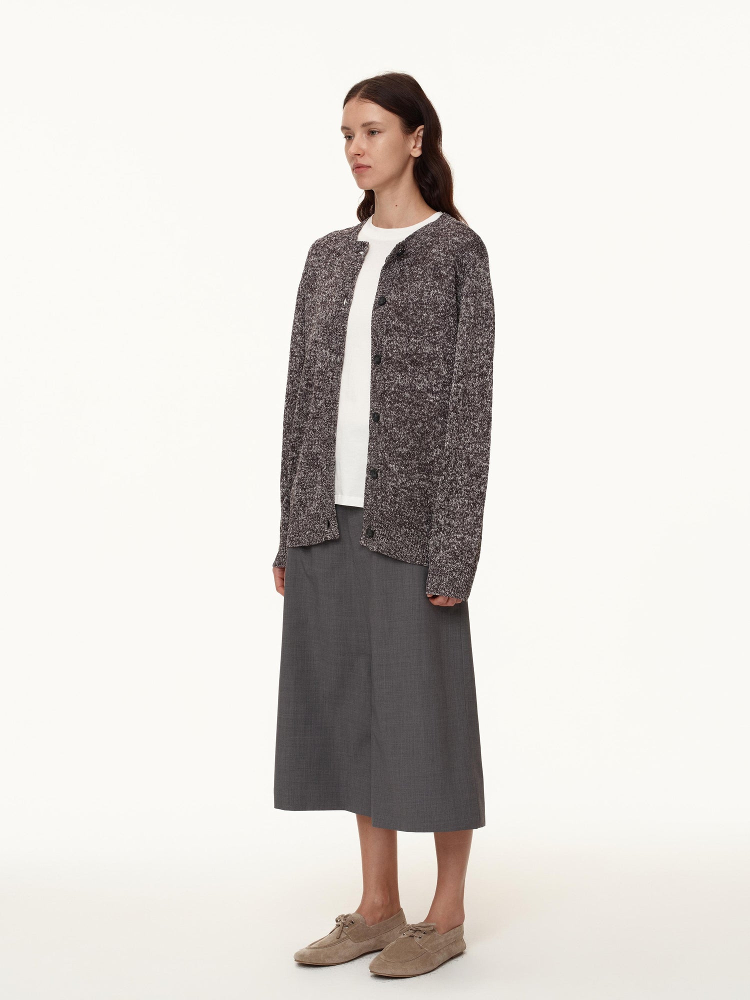 Northbutsouth Wool Blend Wide Leg Cropped Trousers