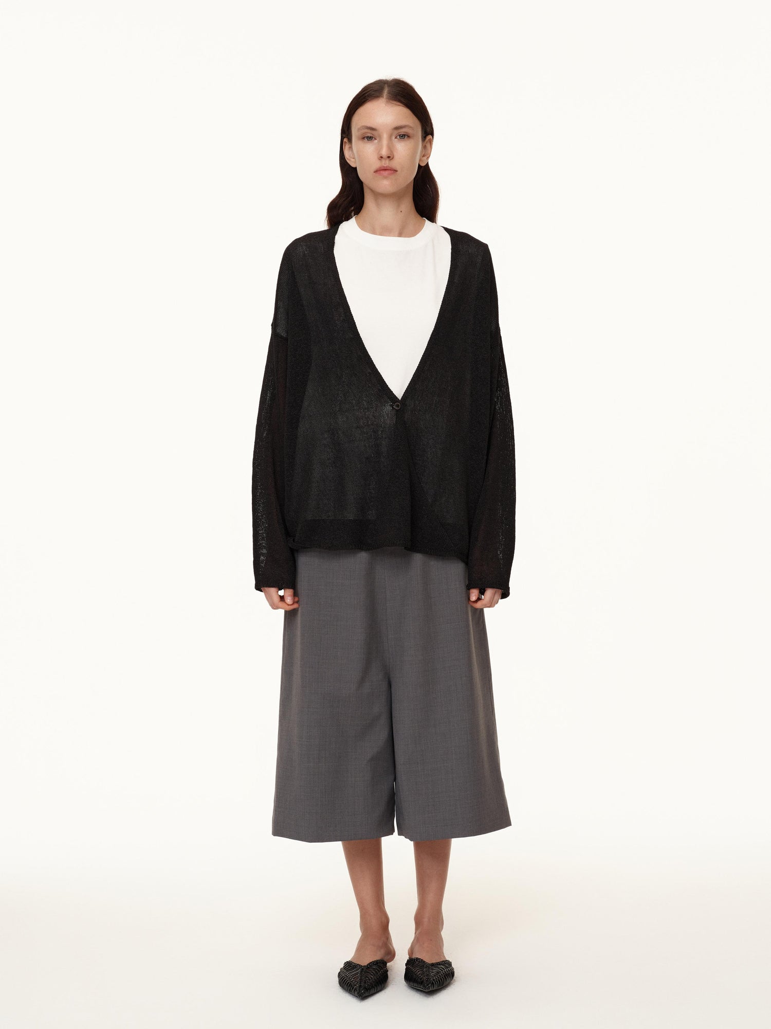 Northbutsouth Wool Blend Wide Leg Cropped Trousers