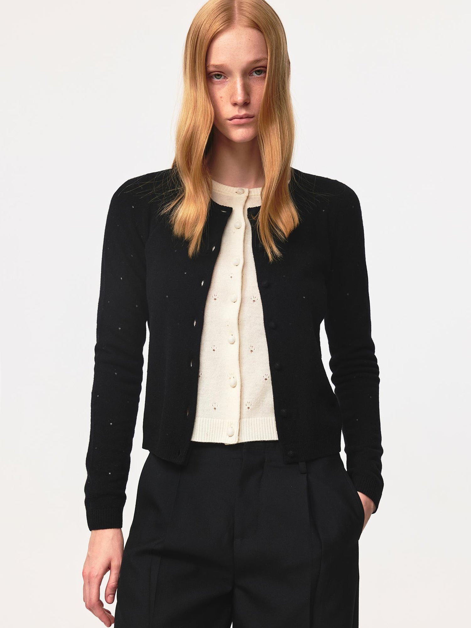 Northbutsouth Wool Dog Paw Lace Knit Cardigan