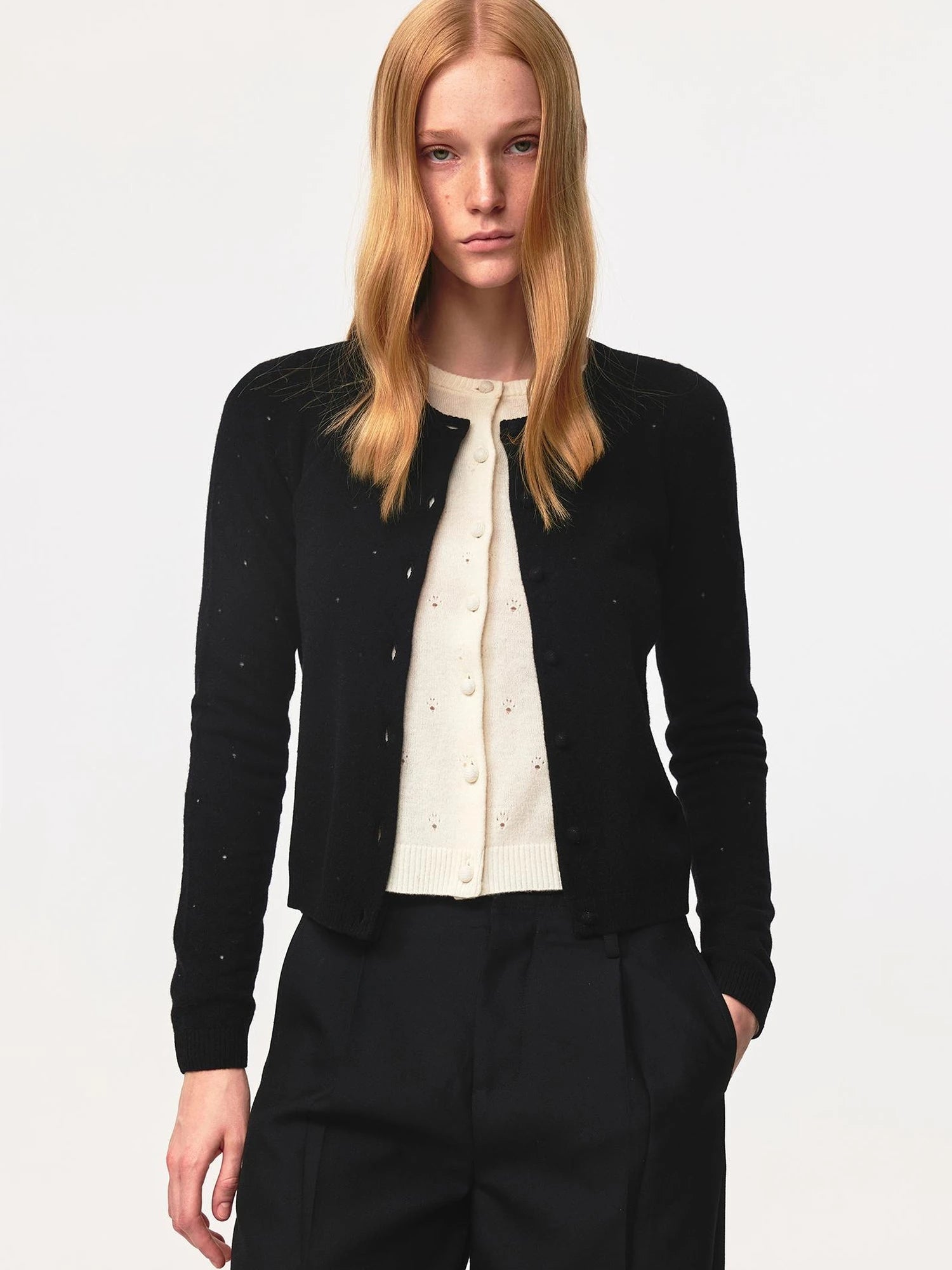 Wool Dog Paw Lace Knit Cardigan