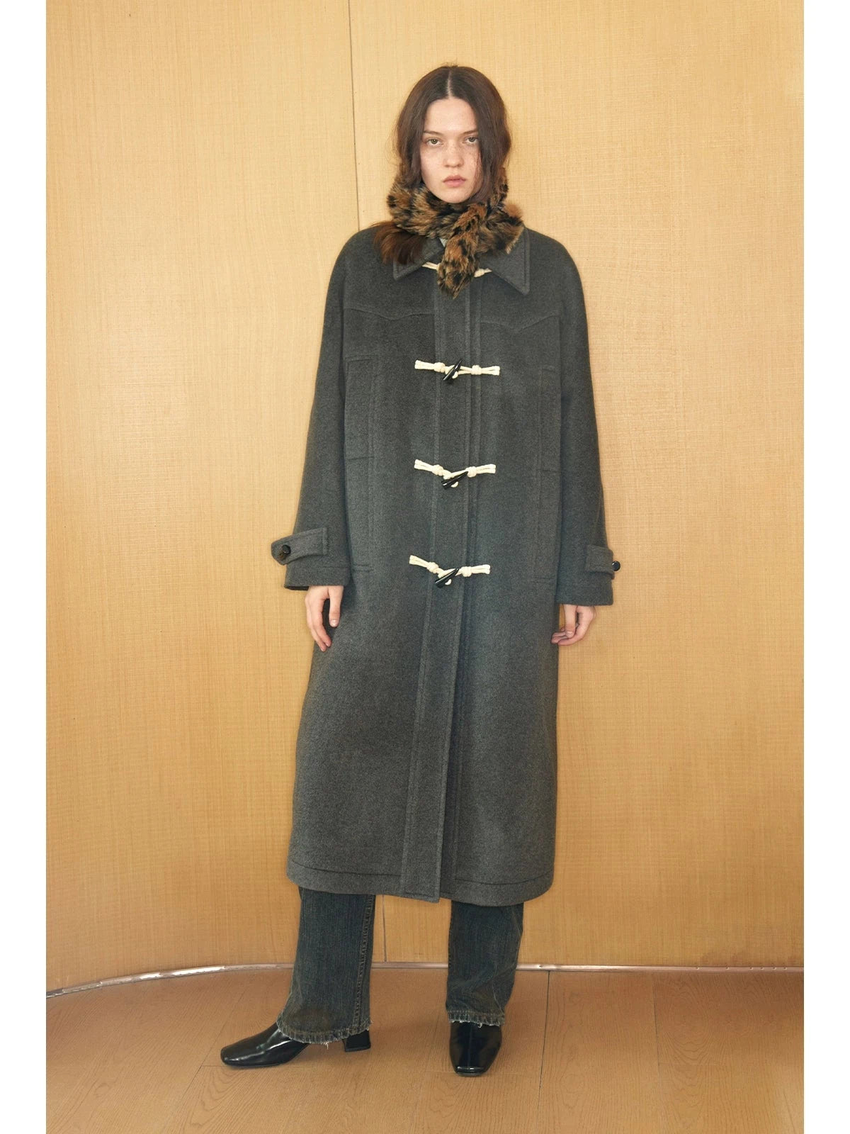 Wool Duffle Coat Long Double Breasted Toggle