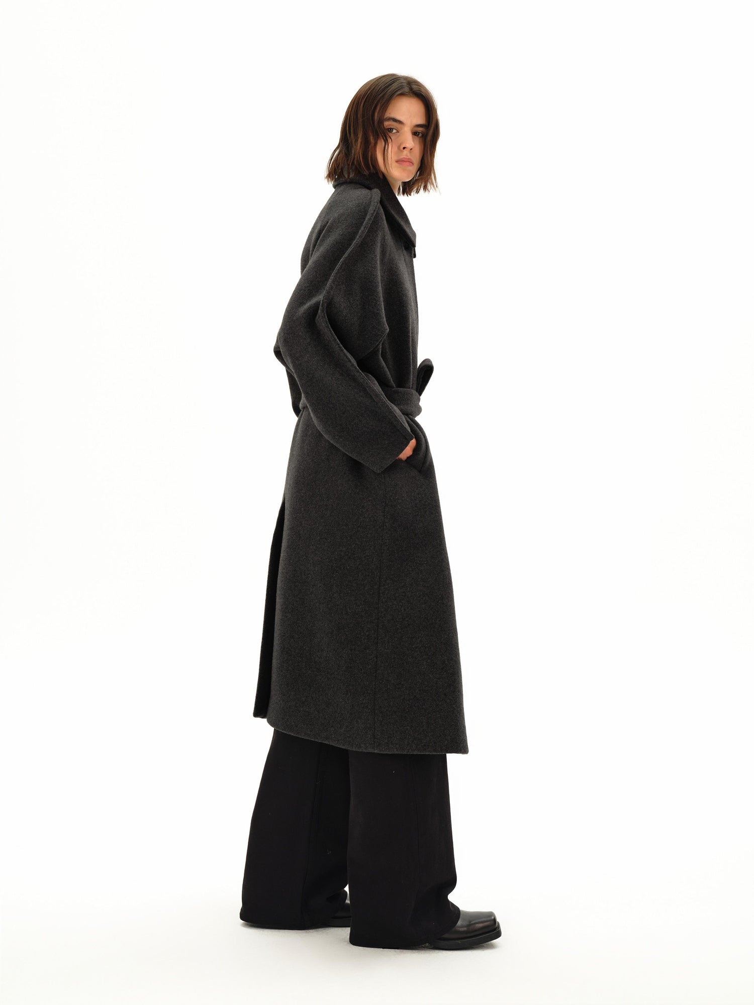 Northbutsouth Wool Shoulder Line Design Coat