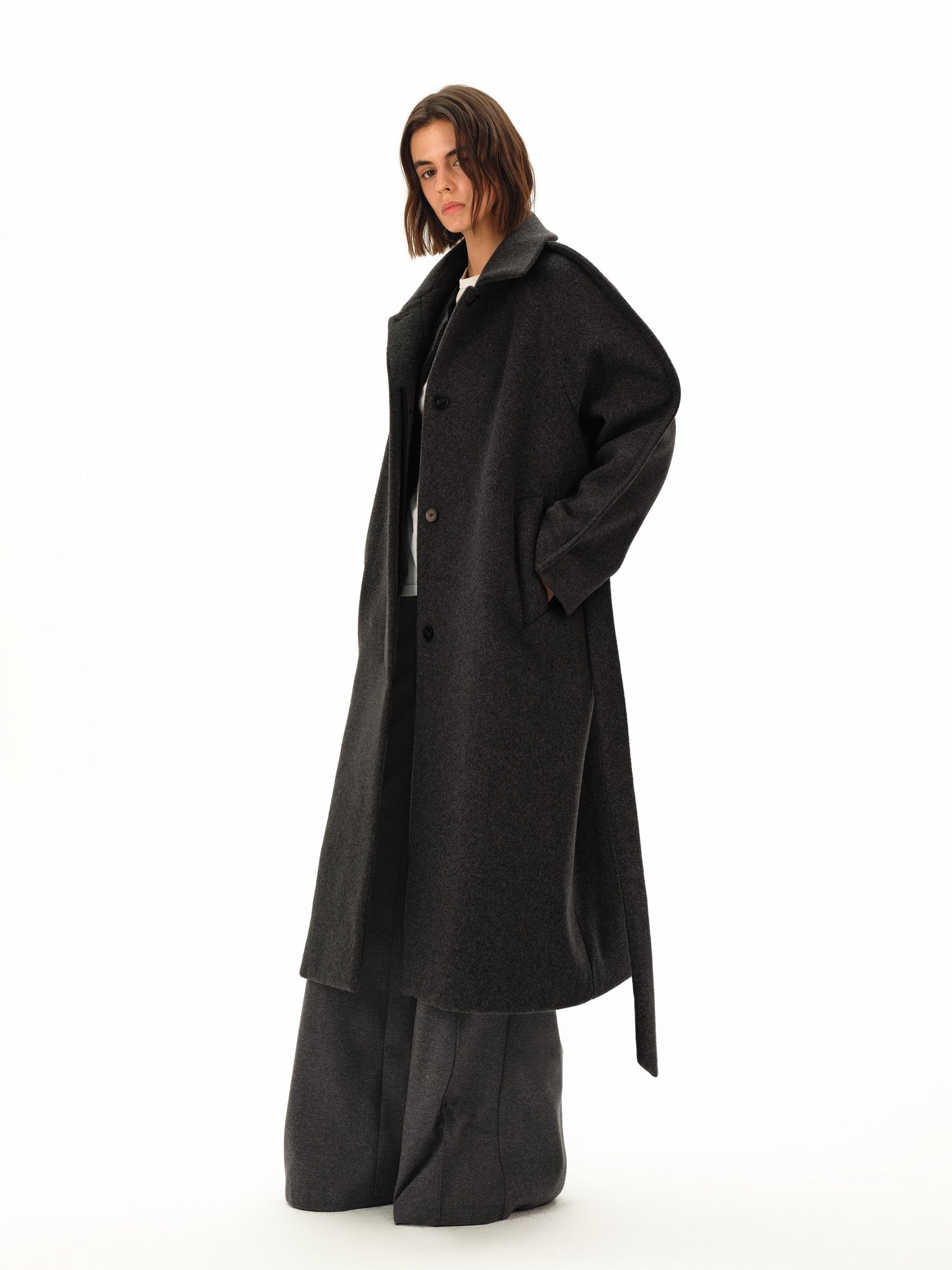 Northbutsouth Wool Shoulder Line Design Coat