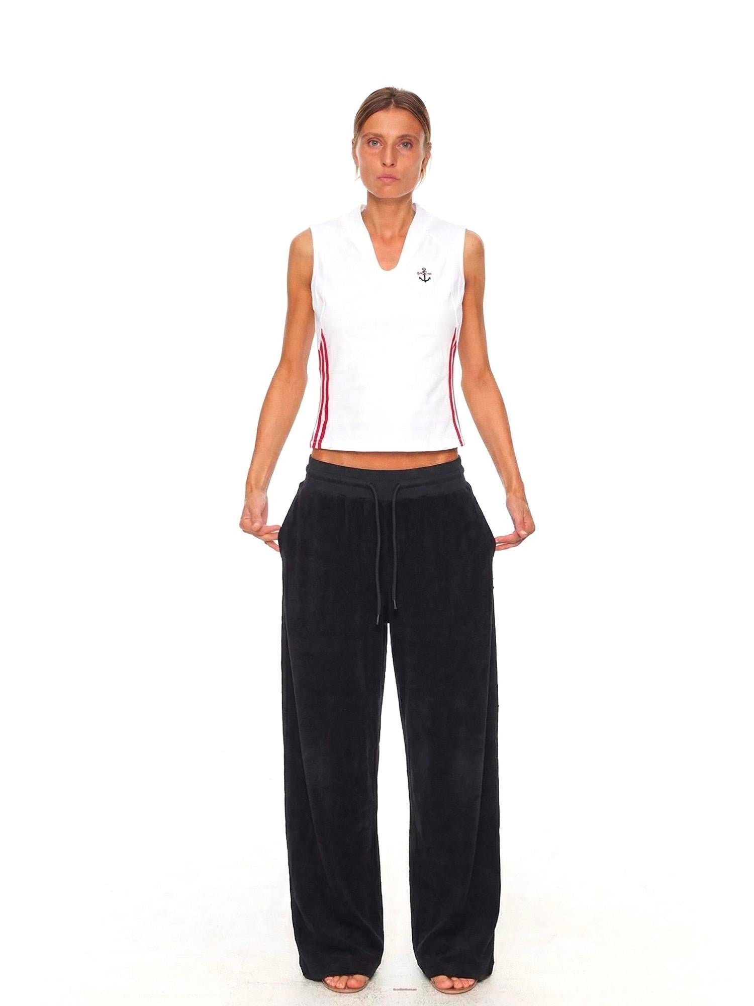 NyDkyel Anchor Embroidery Contrast Tape Striped Women&