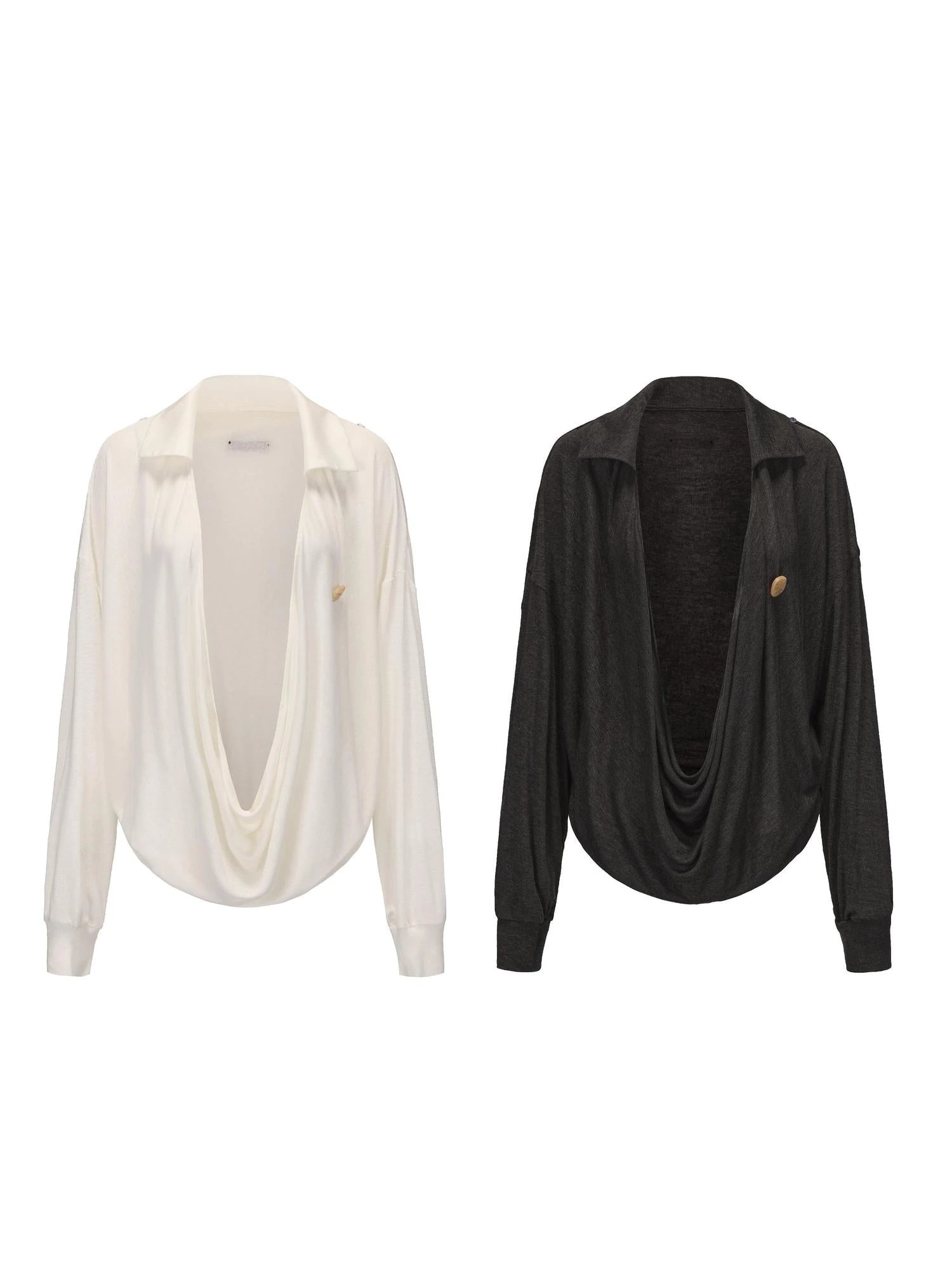 Arc Drape Neck Knit Top Two Ways