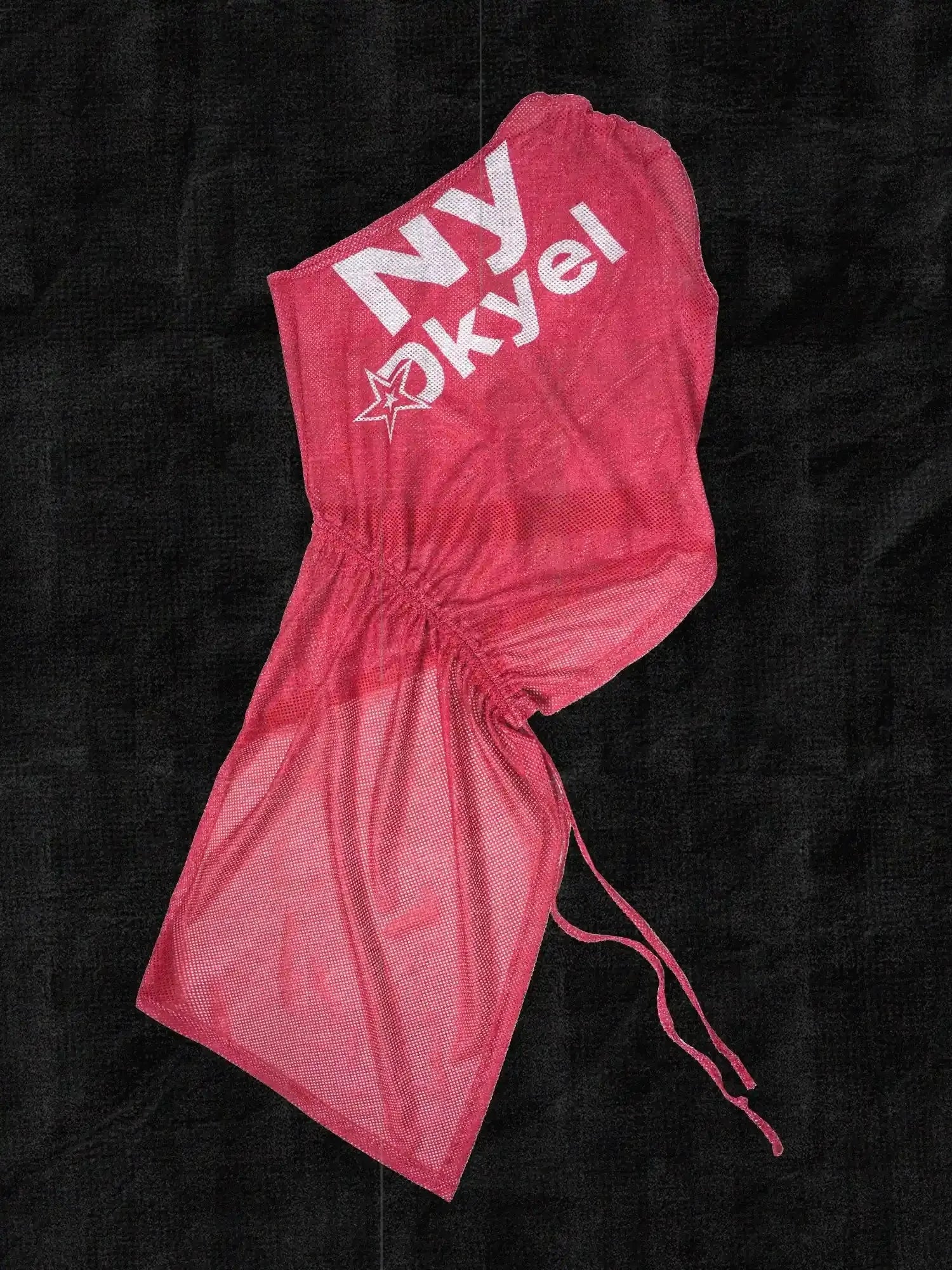 Asymmetric Drawstring Print Camo V-neck T-shirt Long Sleeve