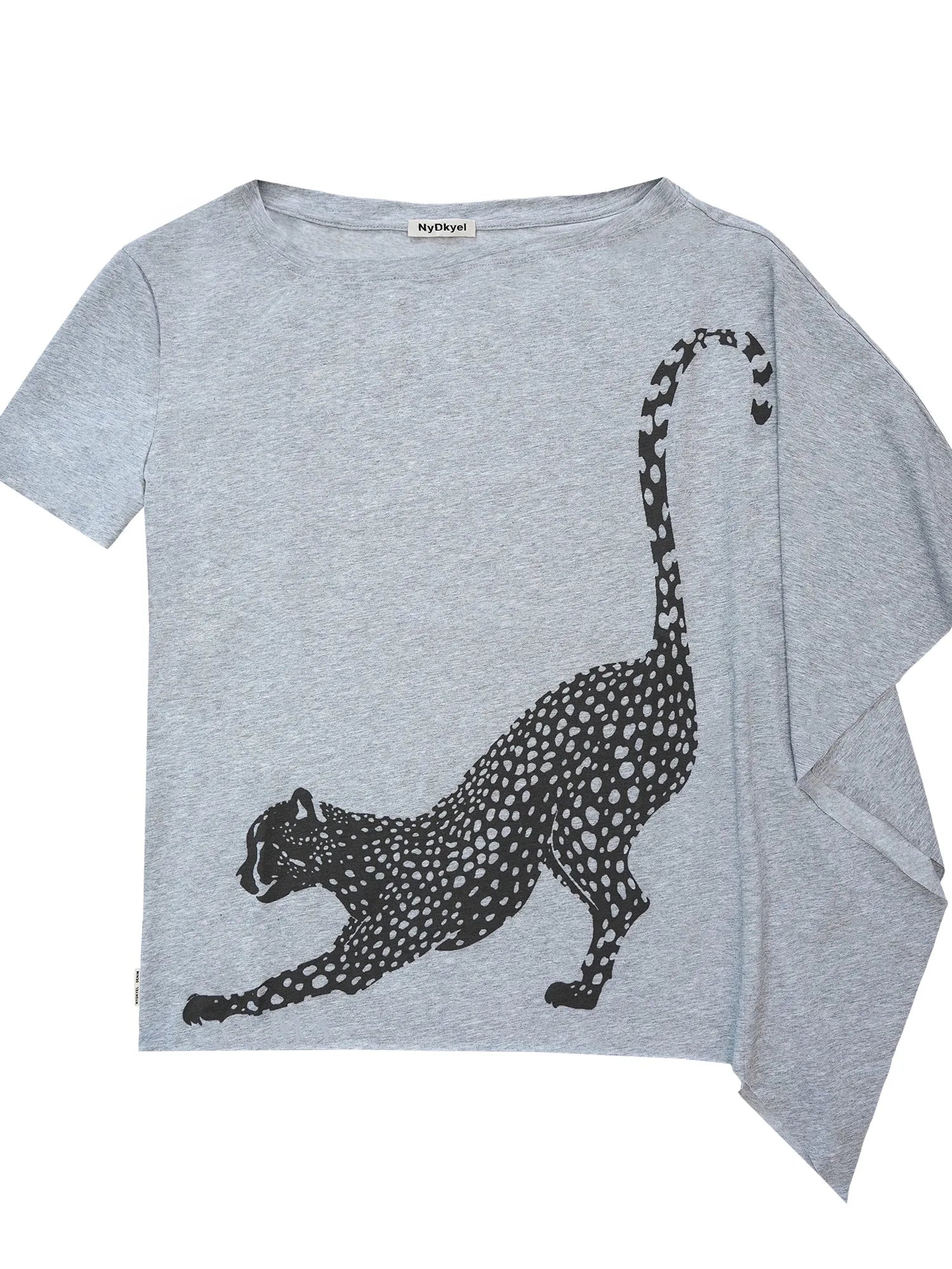 Asymmetric Slash Neck Tribal Leopard Print Tee