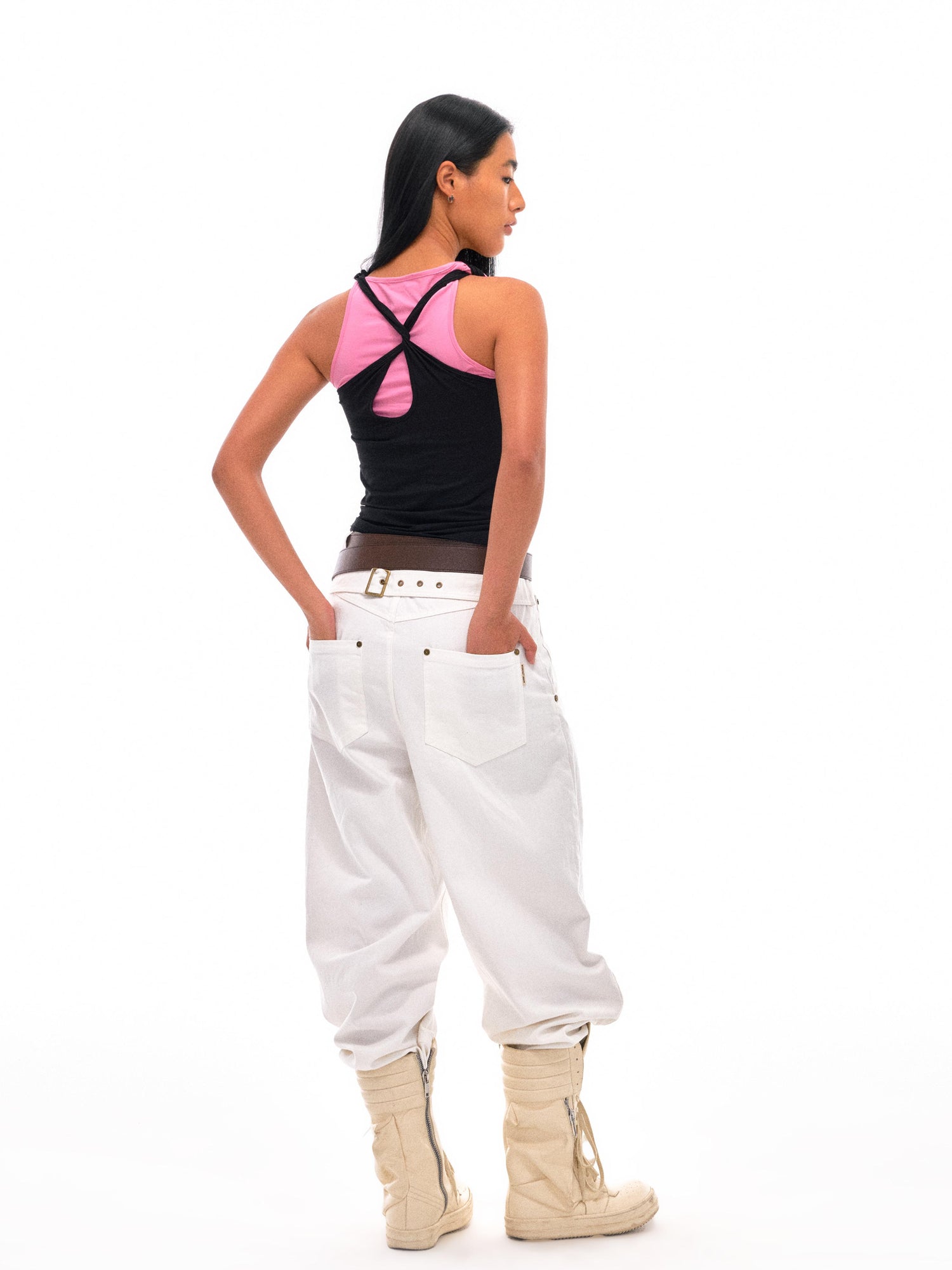NyDkyel Contrast Strap Knotted Layered Vest Top