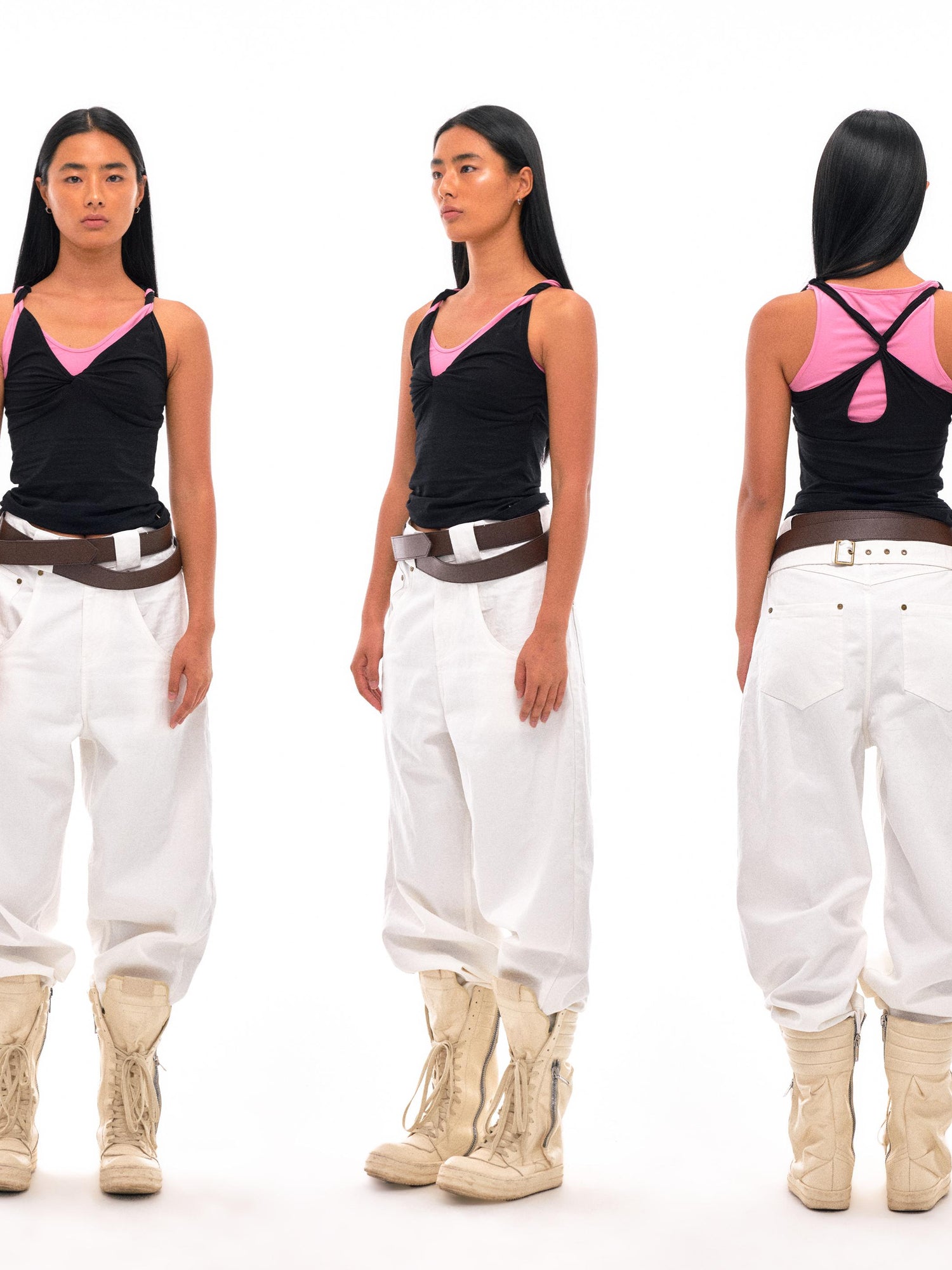 NyDkyel Contrast Strap Knotted Layered Vest Top