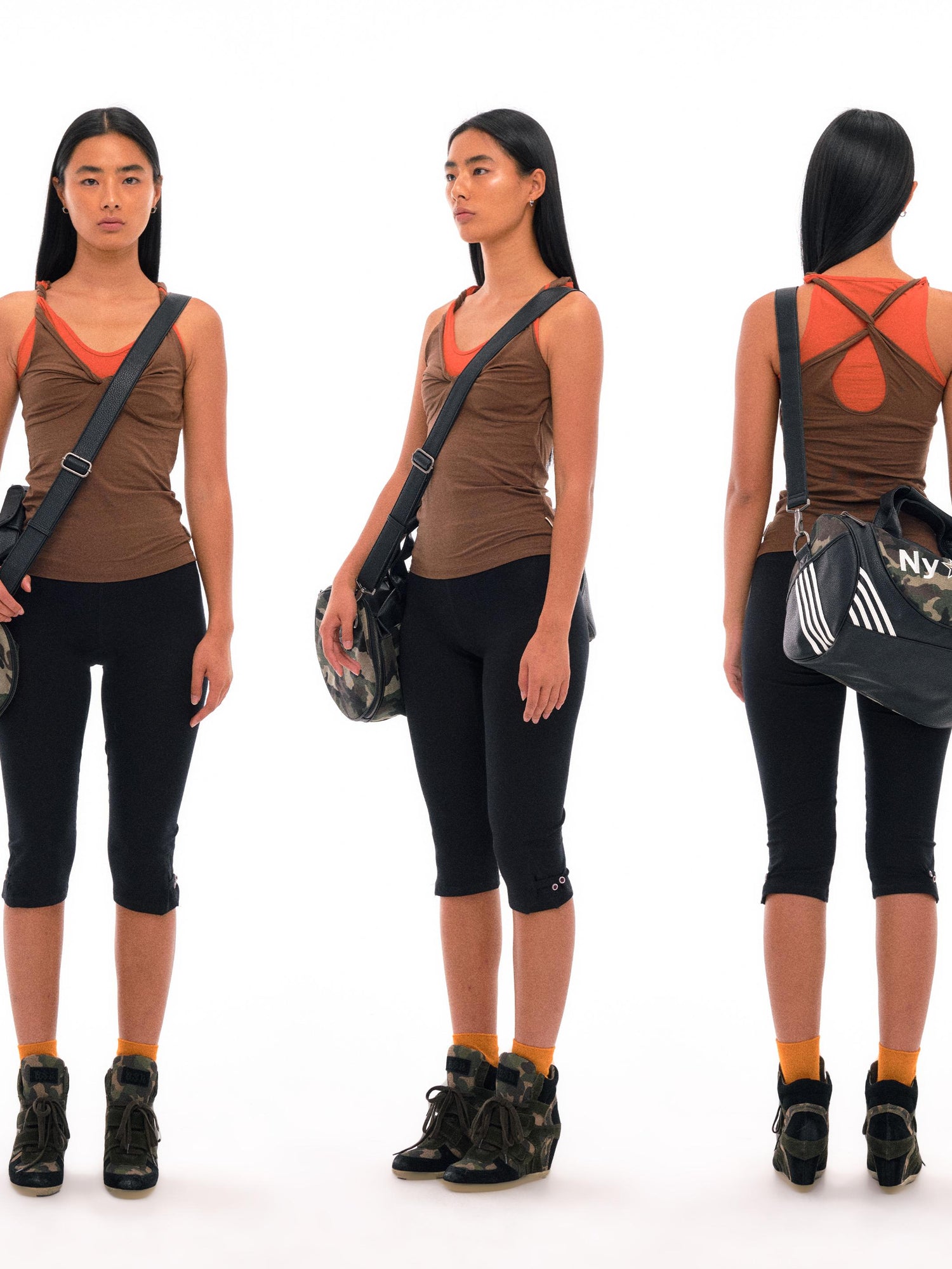 NyDkyel Contrast Strap Knotted Layered Vest Top
