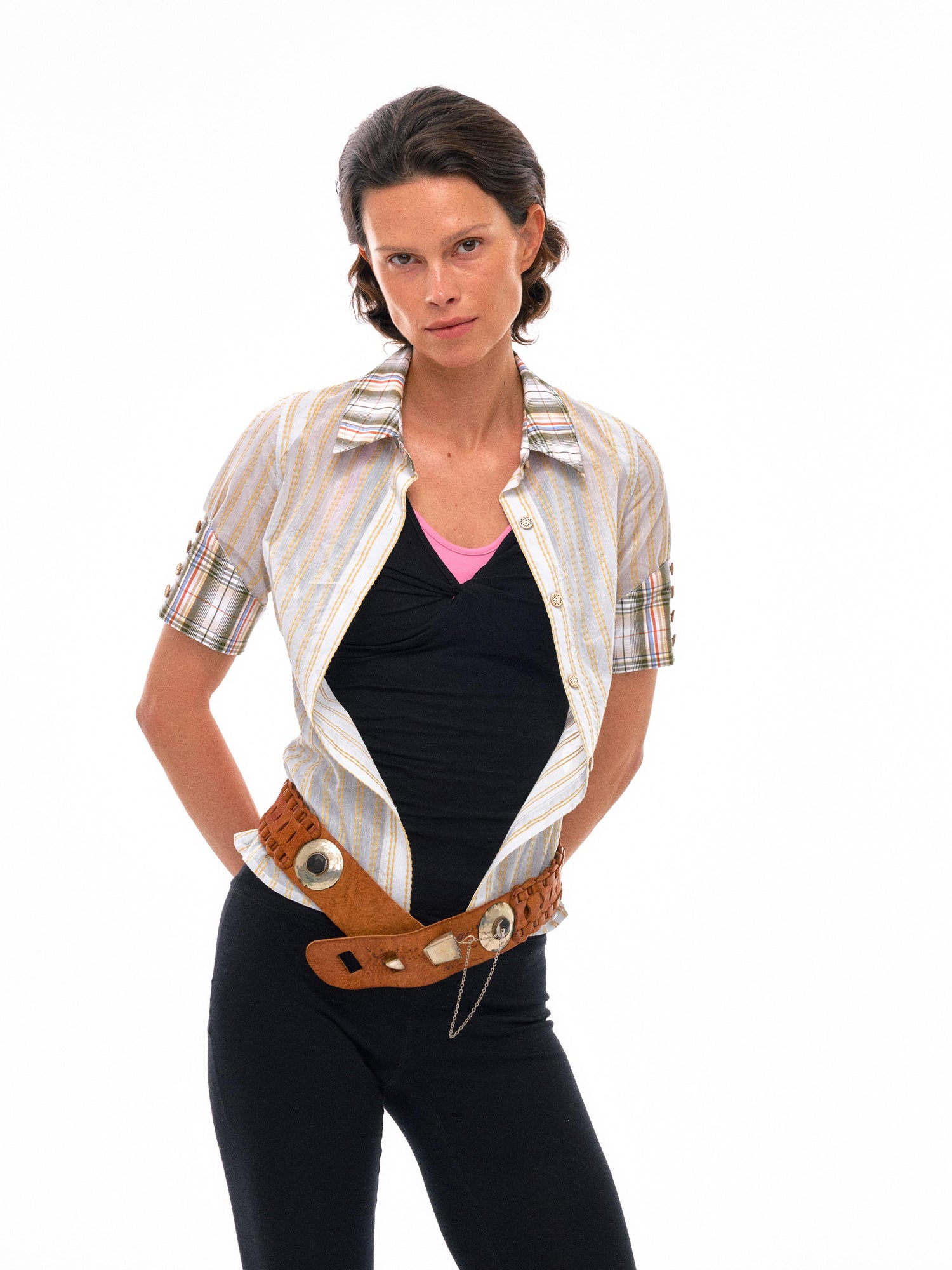 NyDkyel Contrast Strap Knotted Layered Vest Top