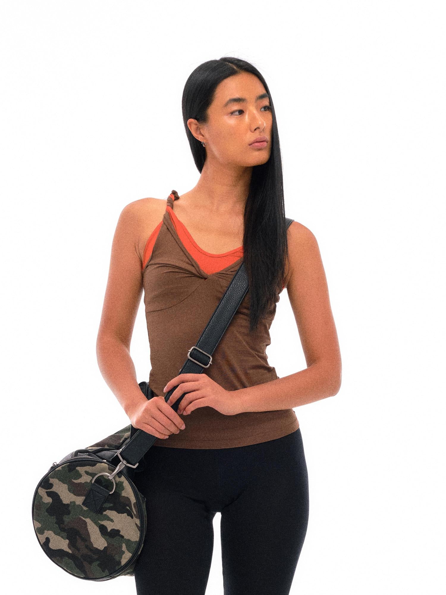 NyDkyel Contrast Strap Knotted Layered Vest Top