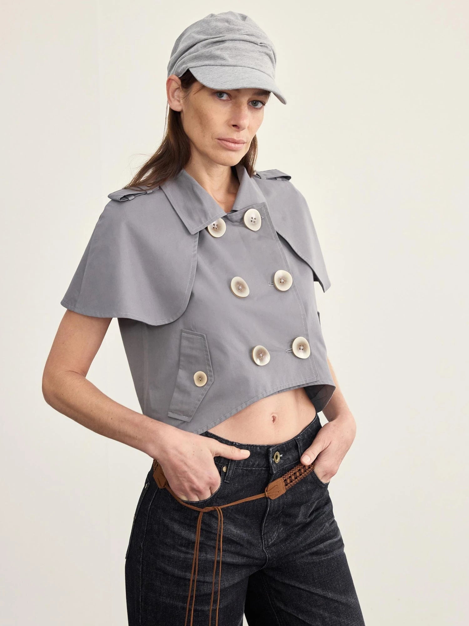 Detachable Cape Waistcoat Tencel Sleeveless Vest