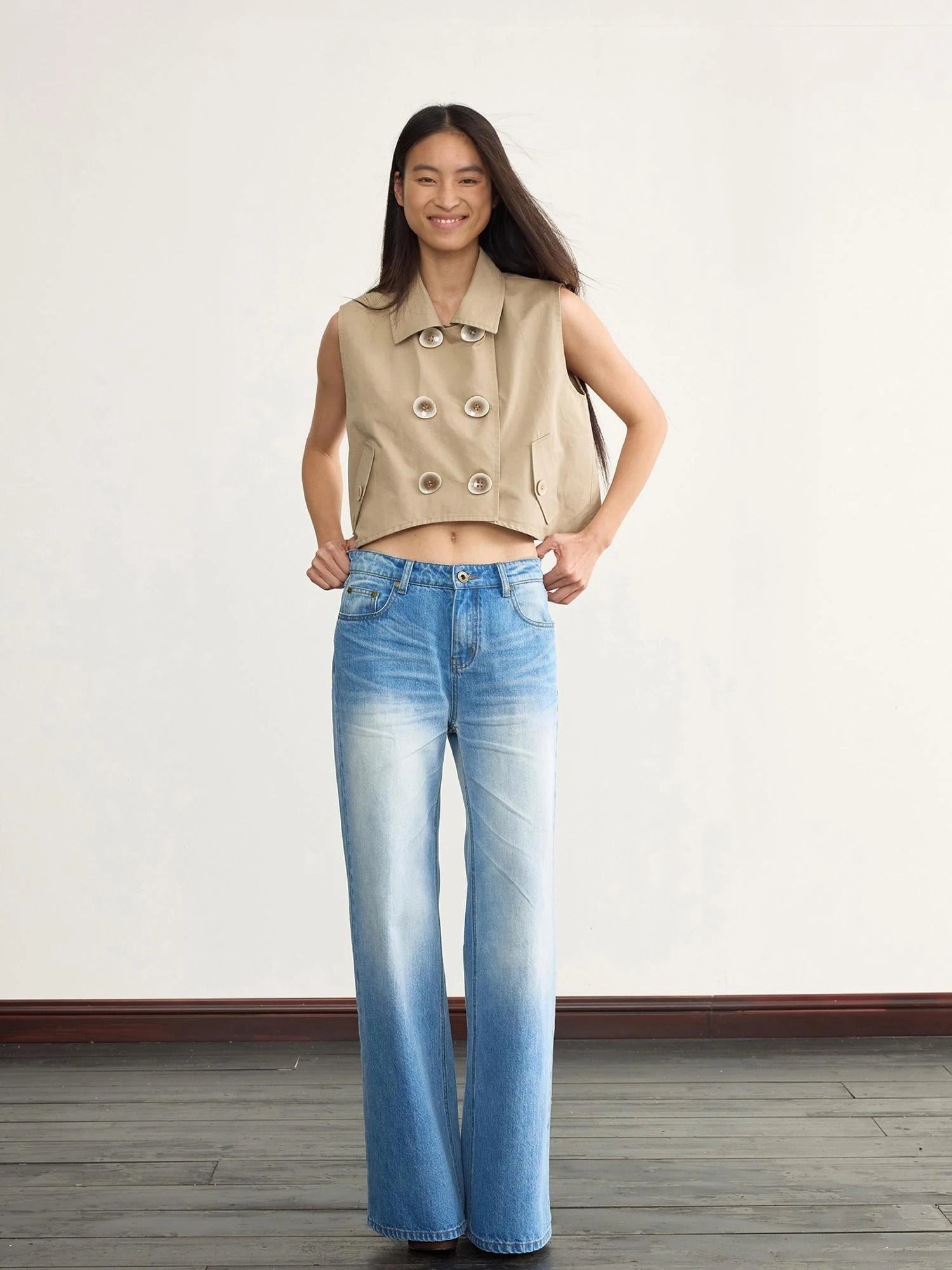 Detachable Cape Waistcoat Tencel Sleeveless Vest