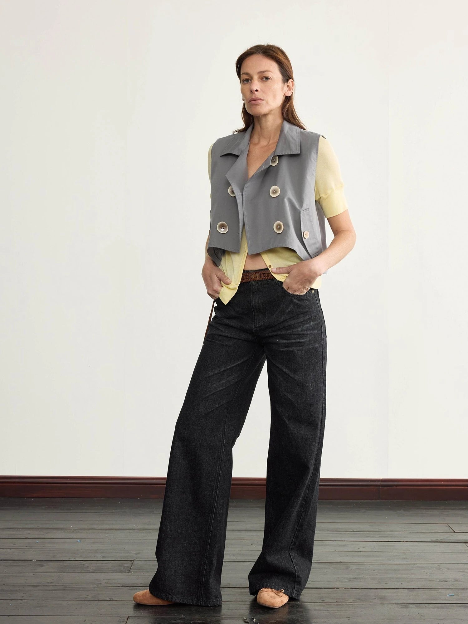 Detachable Cape Waistcoat Tencel Sleeveless Vest