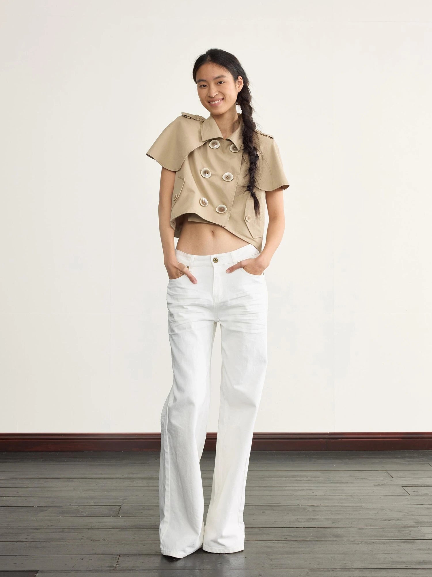 Detachable Cape Waistcoat Tencel Sleeveless Vest