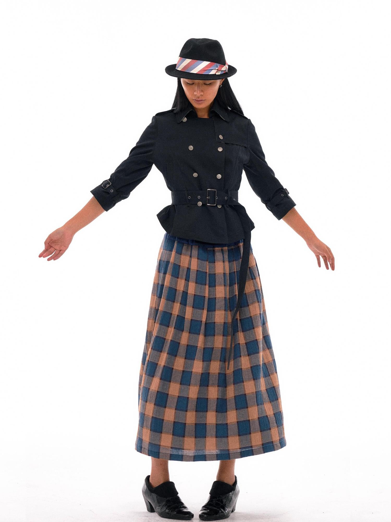 NyDkyel Double Breasted Trench Coat With Check Lining And Adjustable Belt